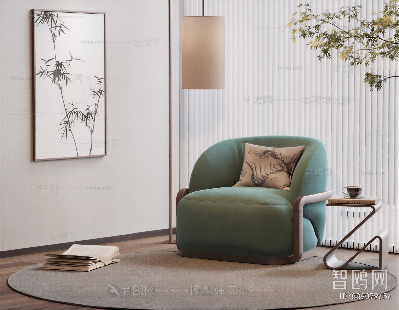 New Chinese Style Single Sofa