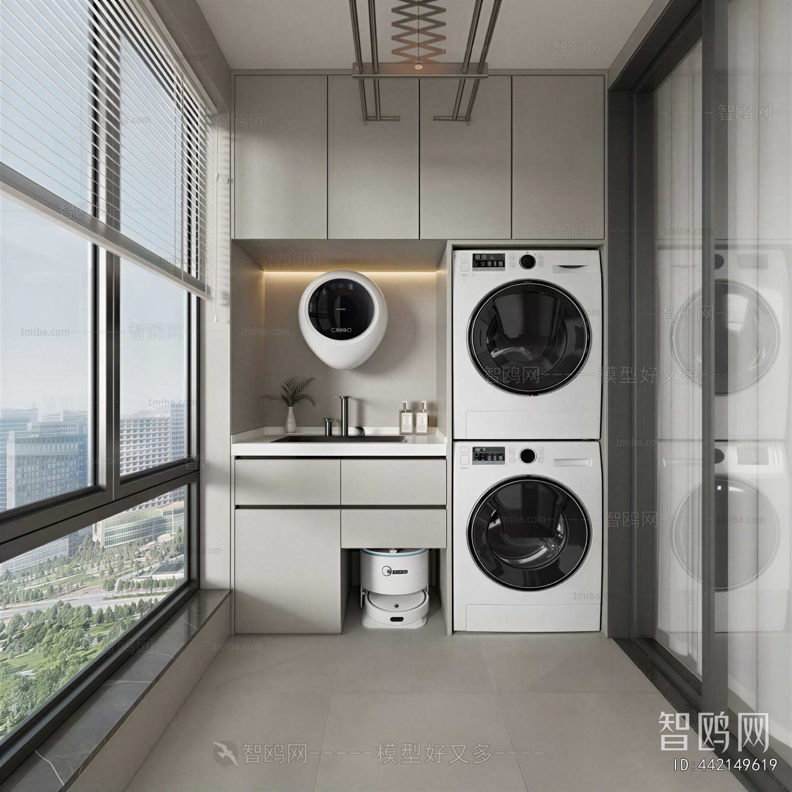 Modern Balcony Laundry Room