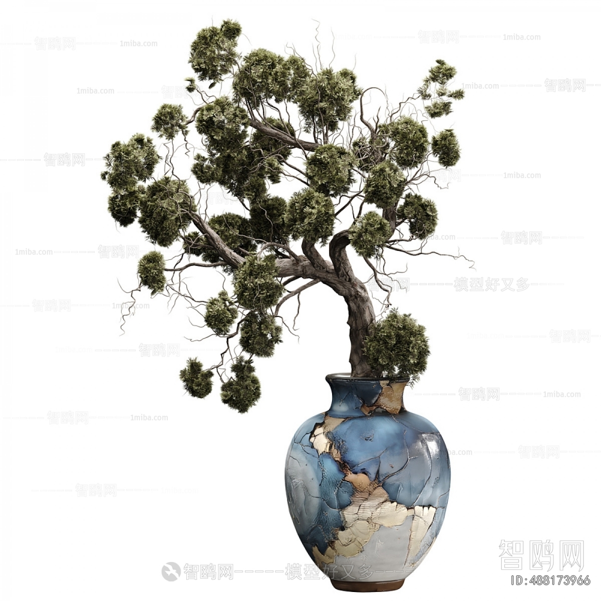 Wabi-sabi Style Potted Green Plant