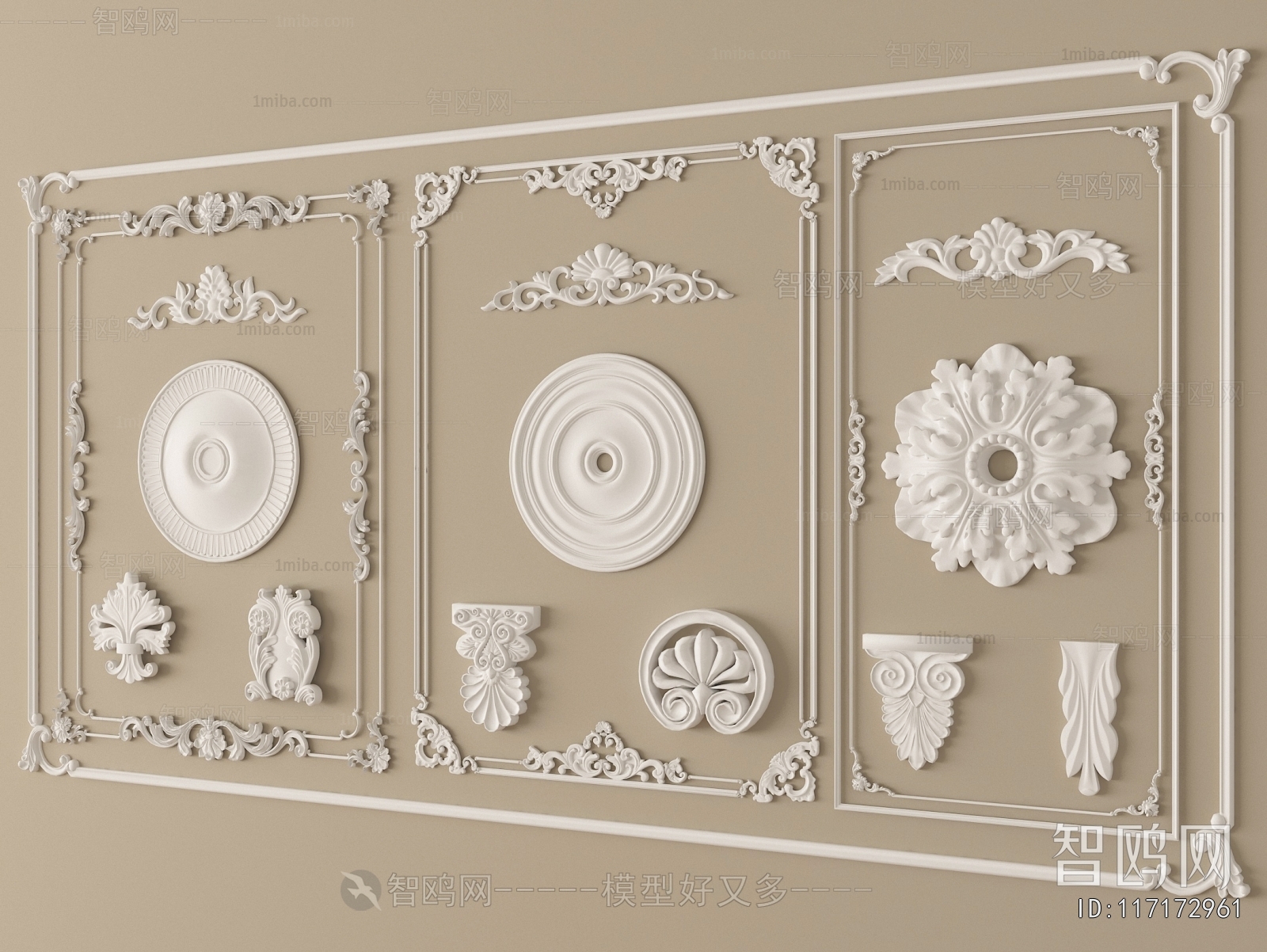 French Style Plaster Carved Top Plate