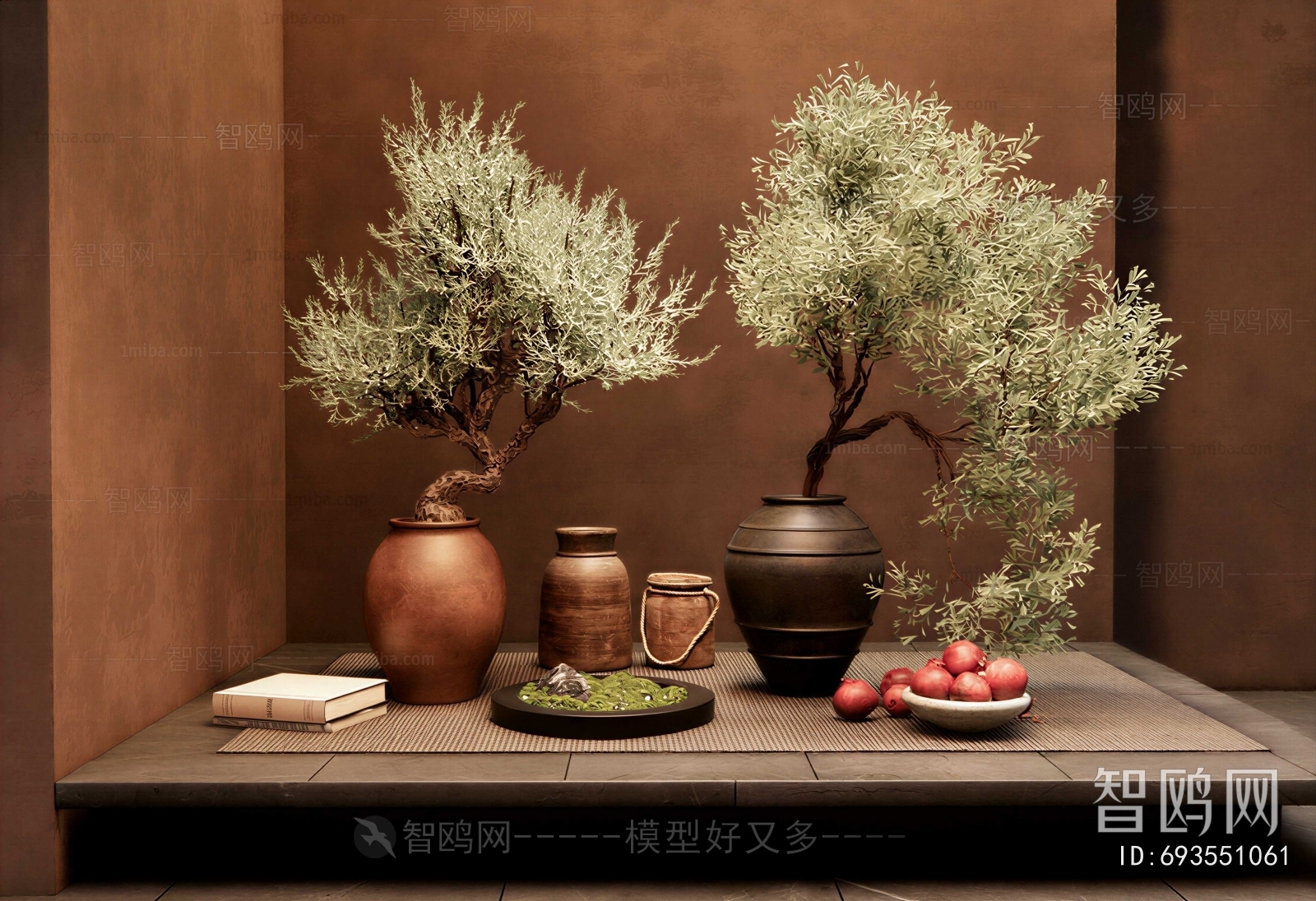 Wabi-sabi Style Potted Green Plant