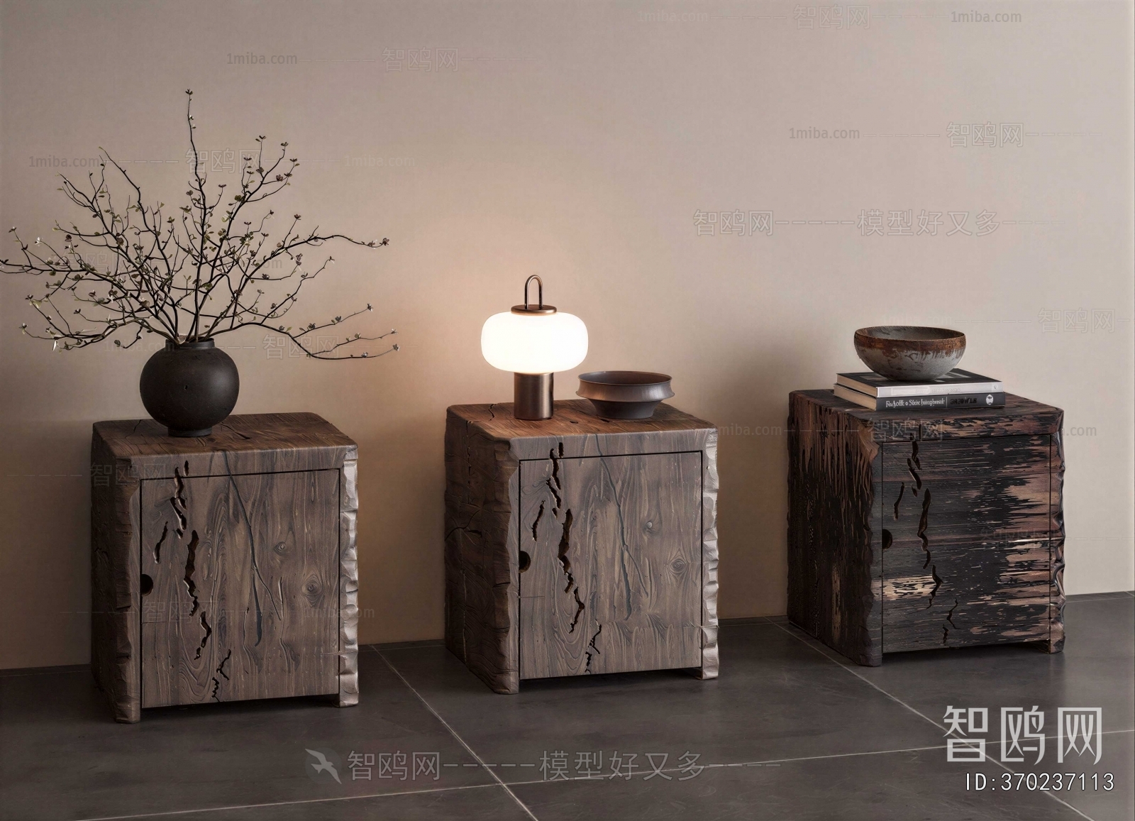 Wabi-sabi Style Bedside Cupboard