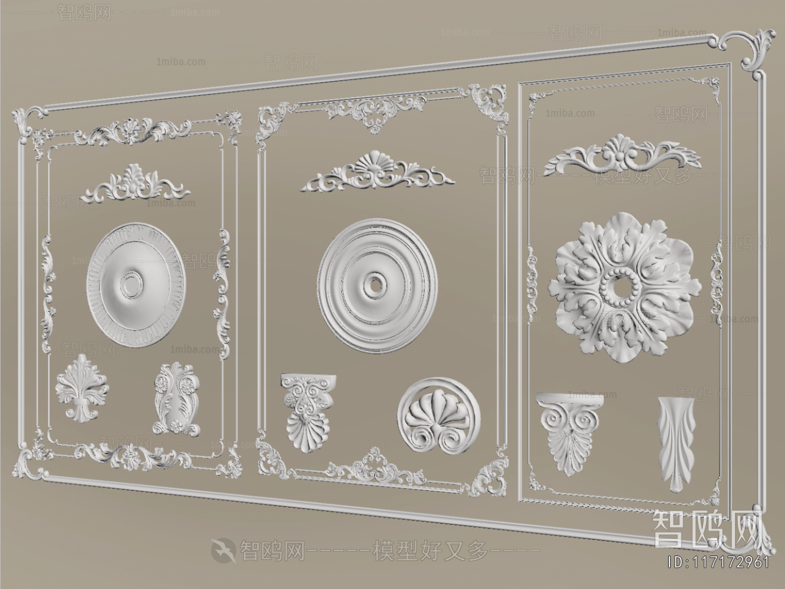 French Style Plaster Carved Top Plate