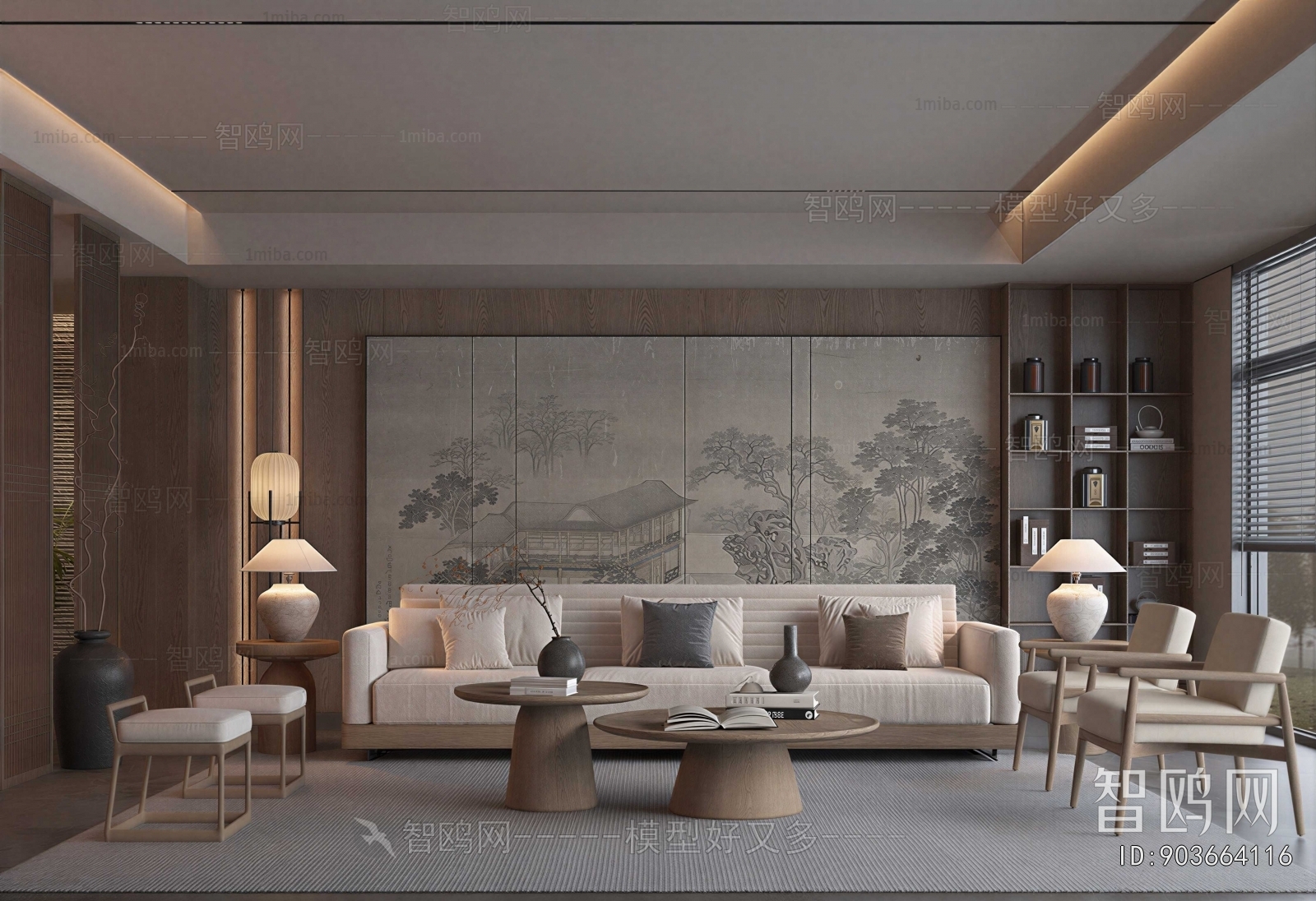 New Chinese Style A Living Room