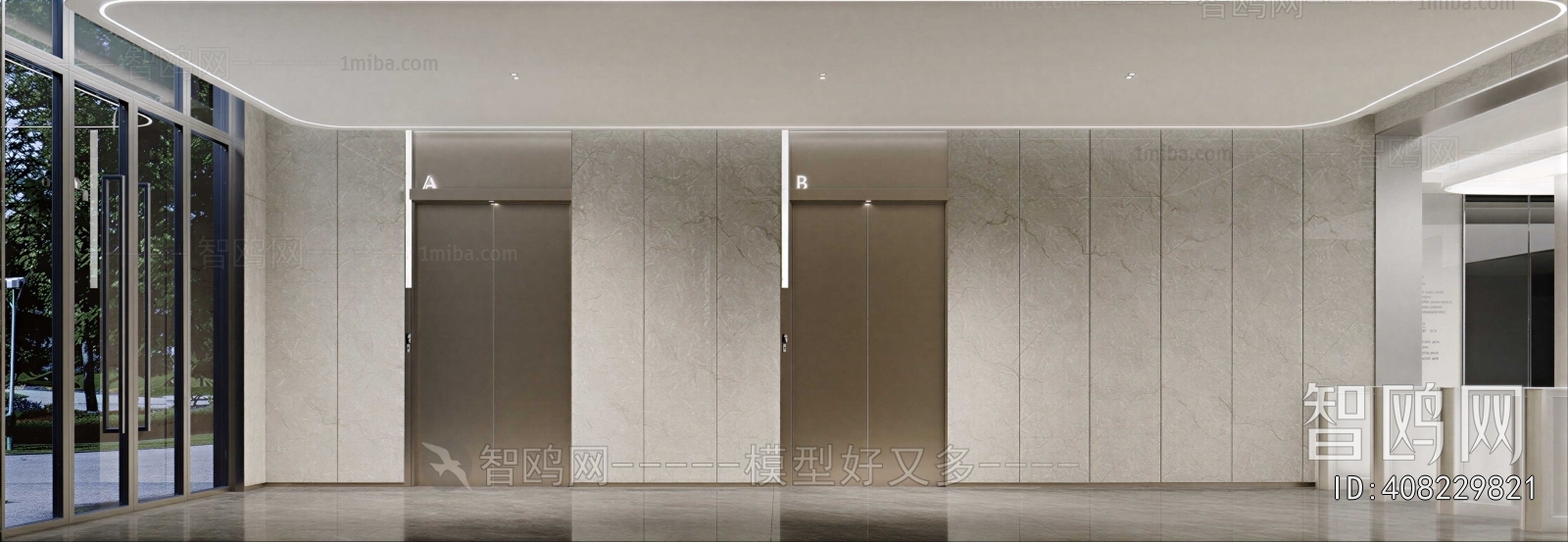 Modern Office Elevator Hall