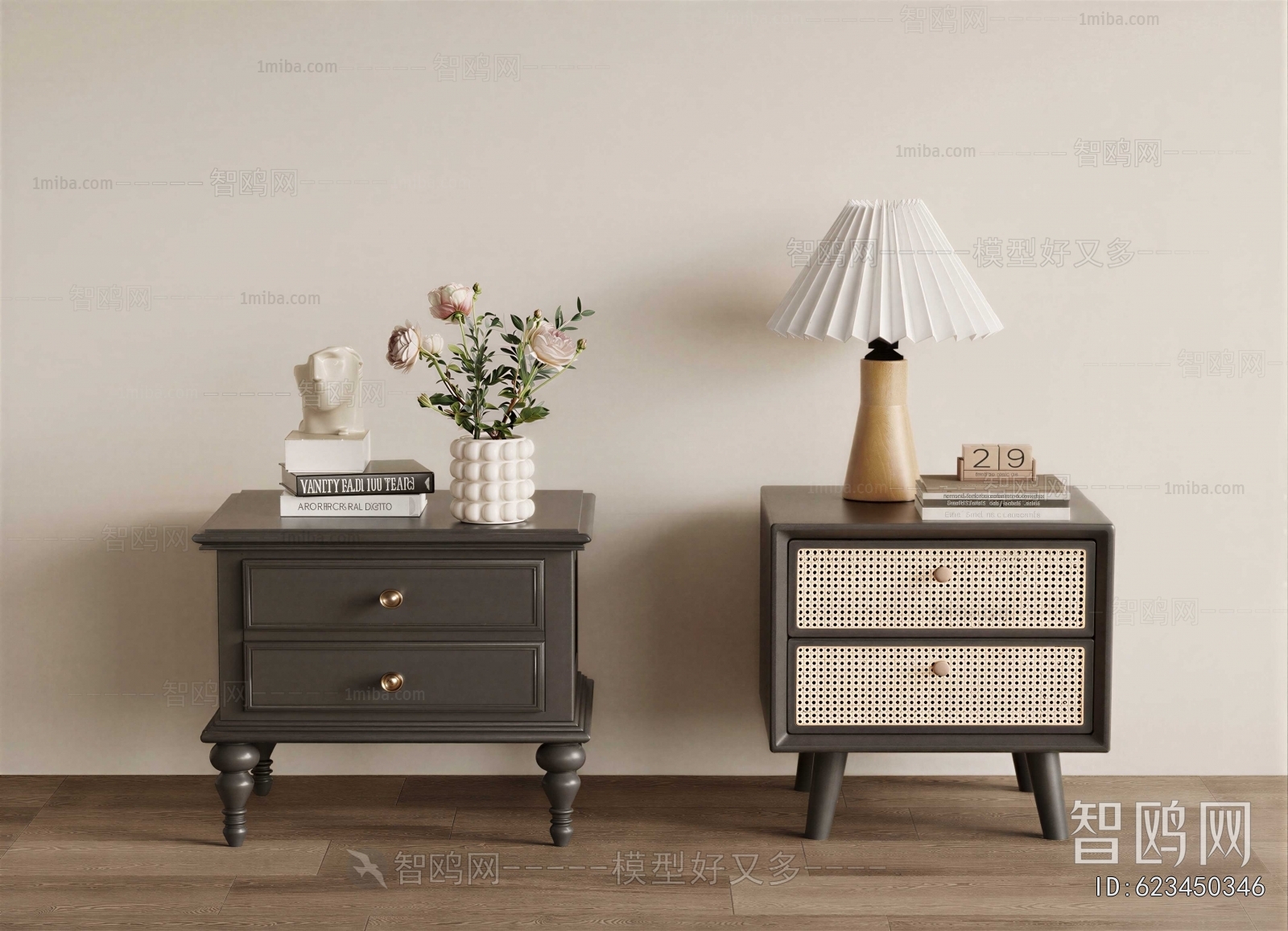 French Style Bedside Cupboard