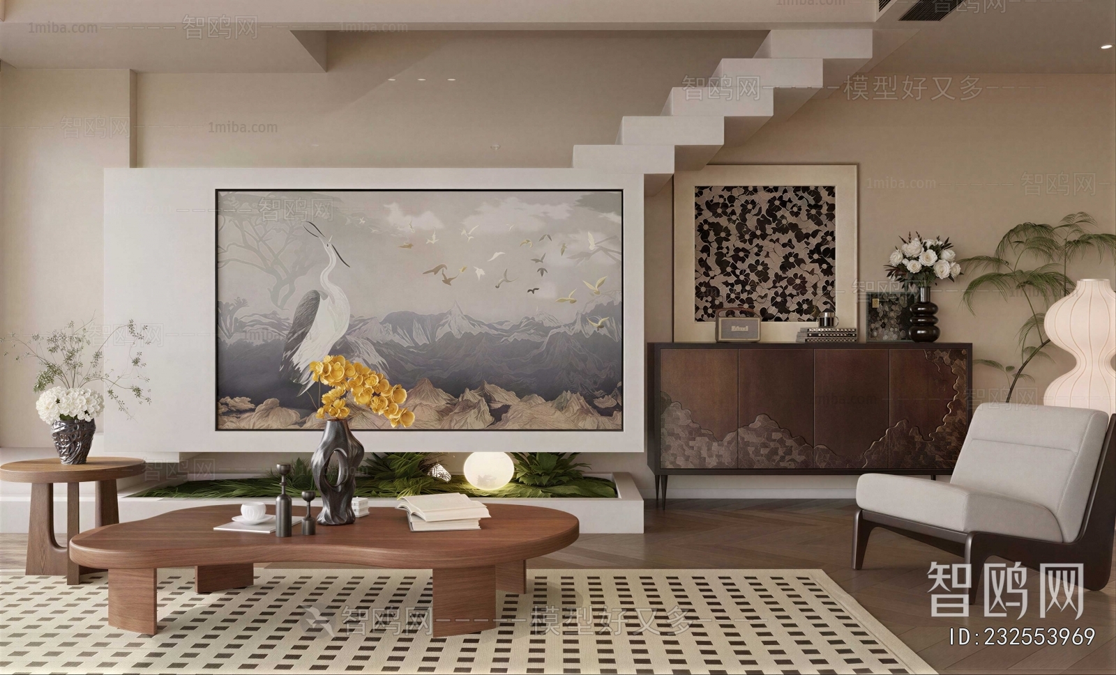 New Chinese Style A Living Room