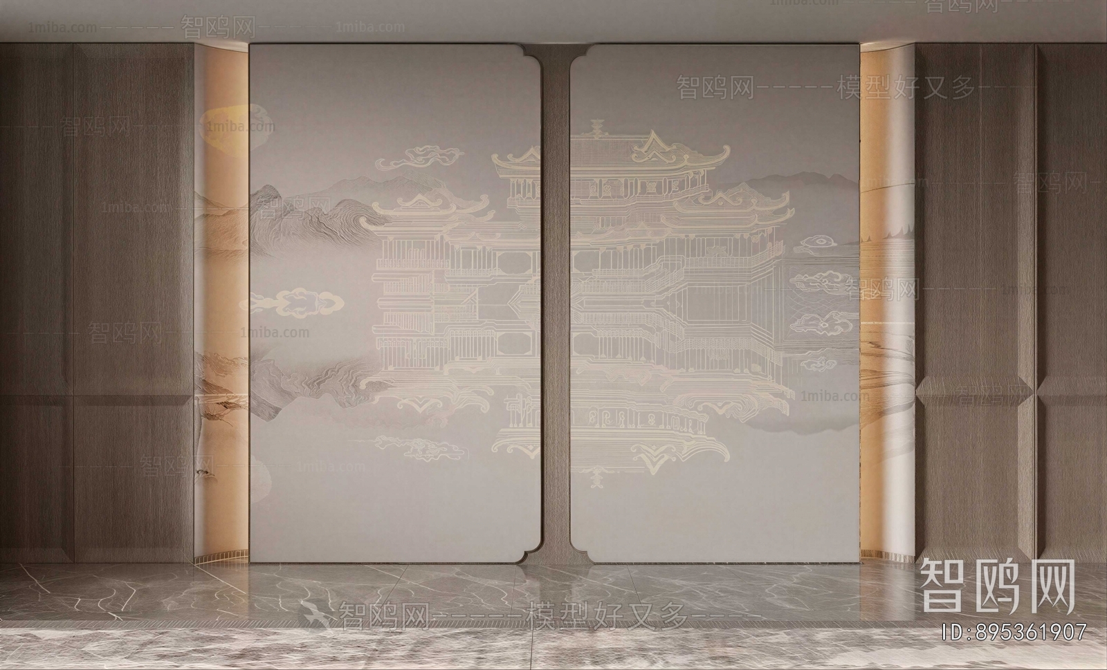 New Chinese Style TV Wall