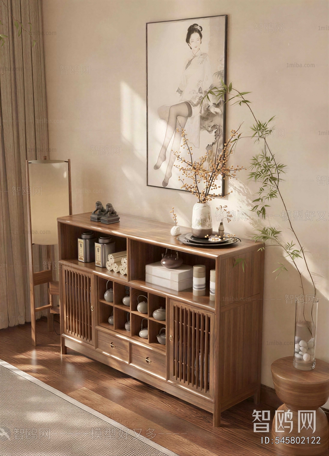 New Chinese Style Side Cabinet