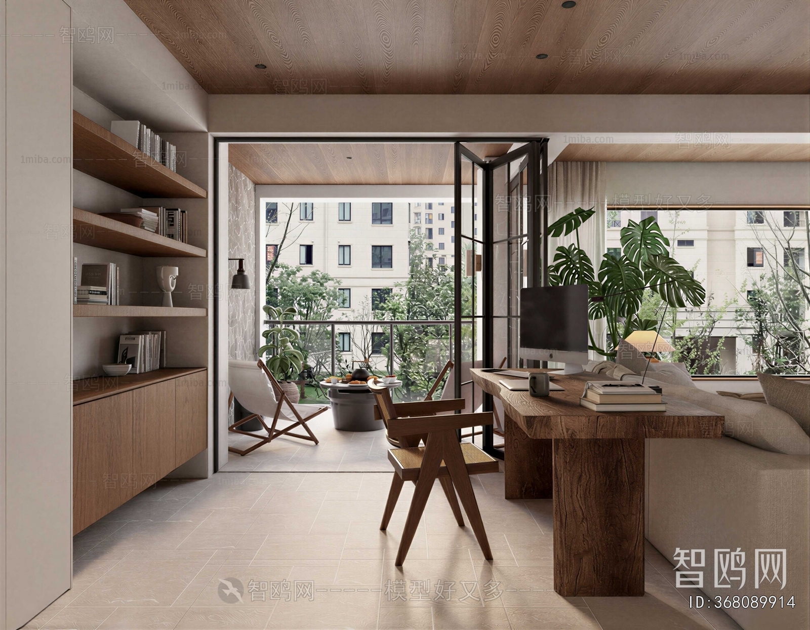 Wabi-sabi Style Study Space