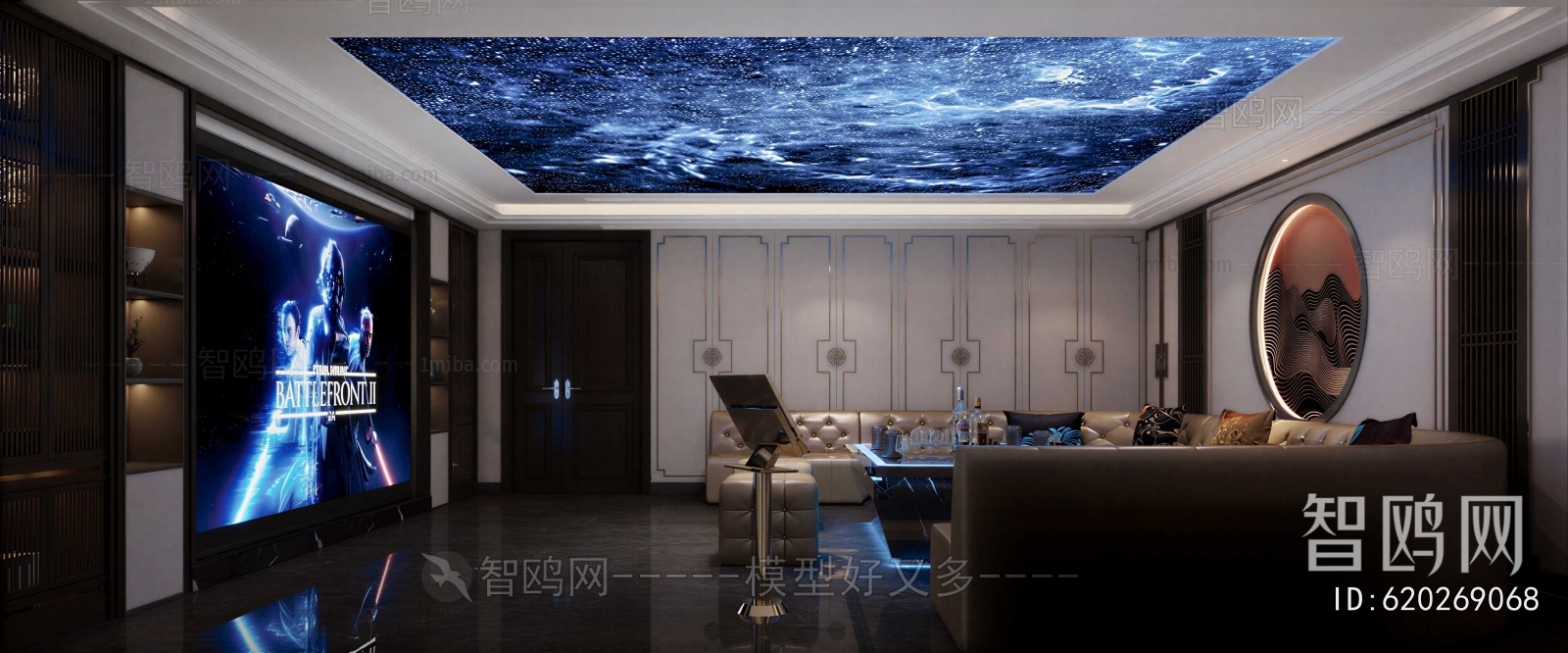 New Chinese Style Audiovisual Room