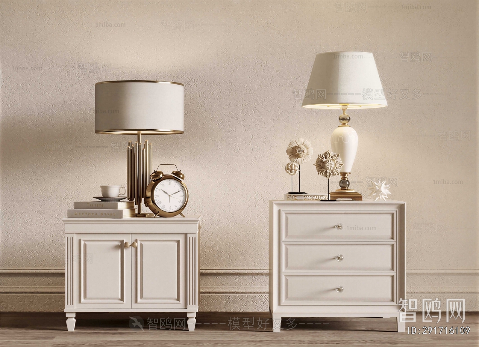 French Style Bedside Cupboard