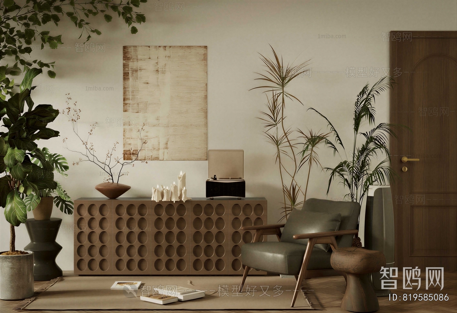 Wabi-sabi Style Side Cabinet