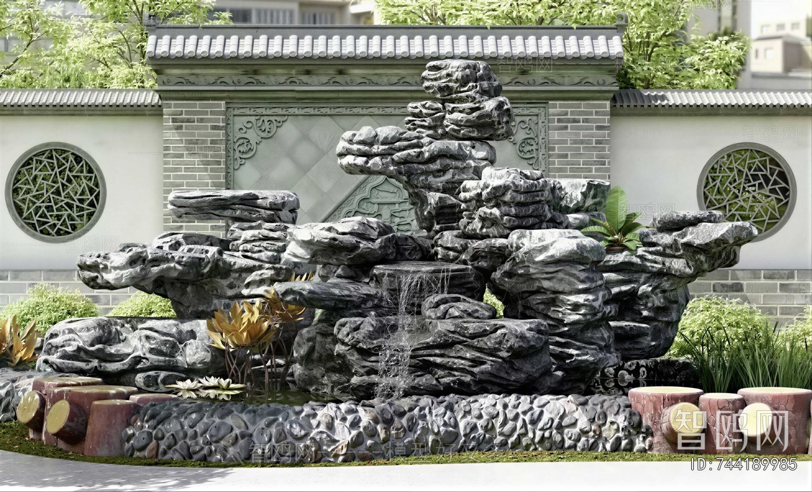 New Chinese Style Rockery Waterscape