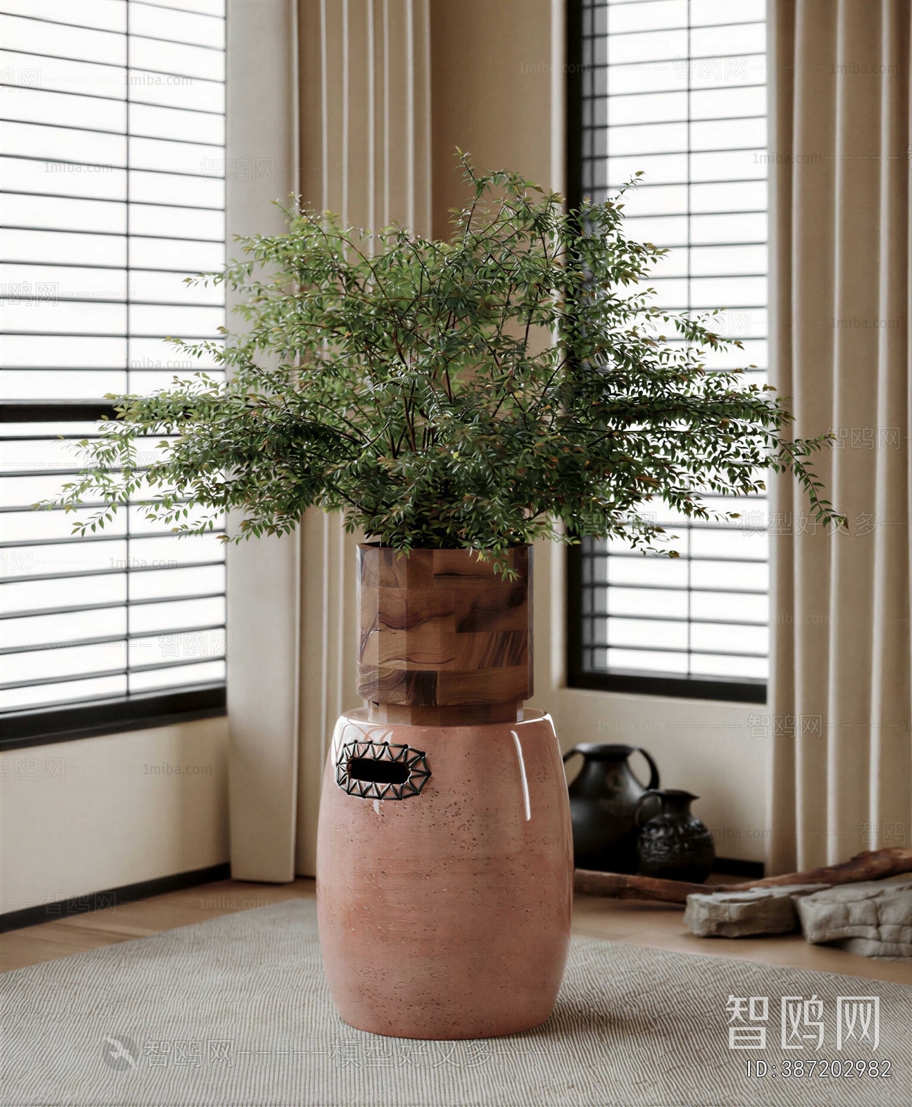 Modern Potted Green Plant