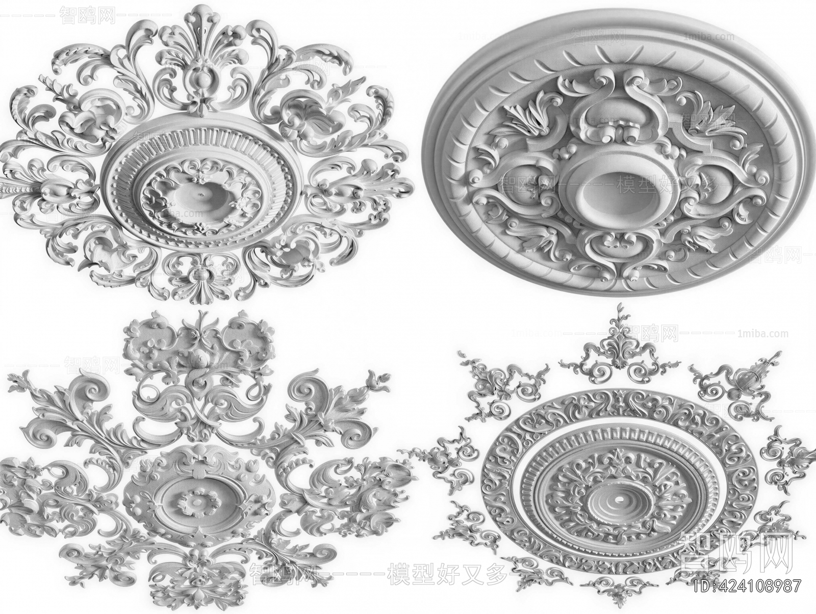 European Style Plaster Carved Top Plate