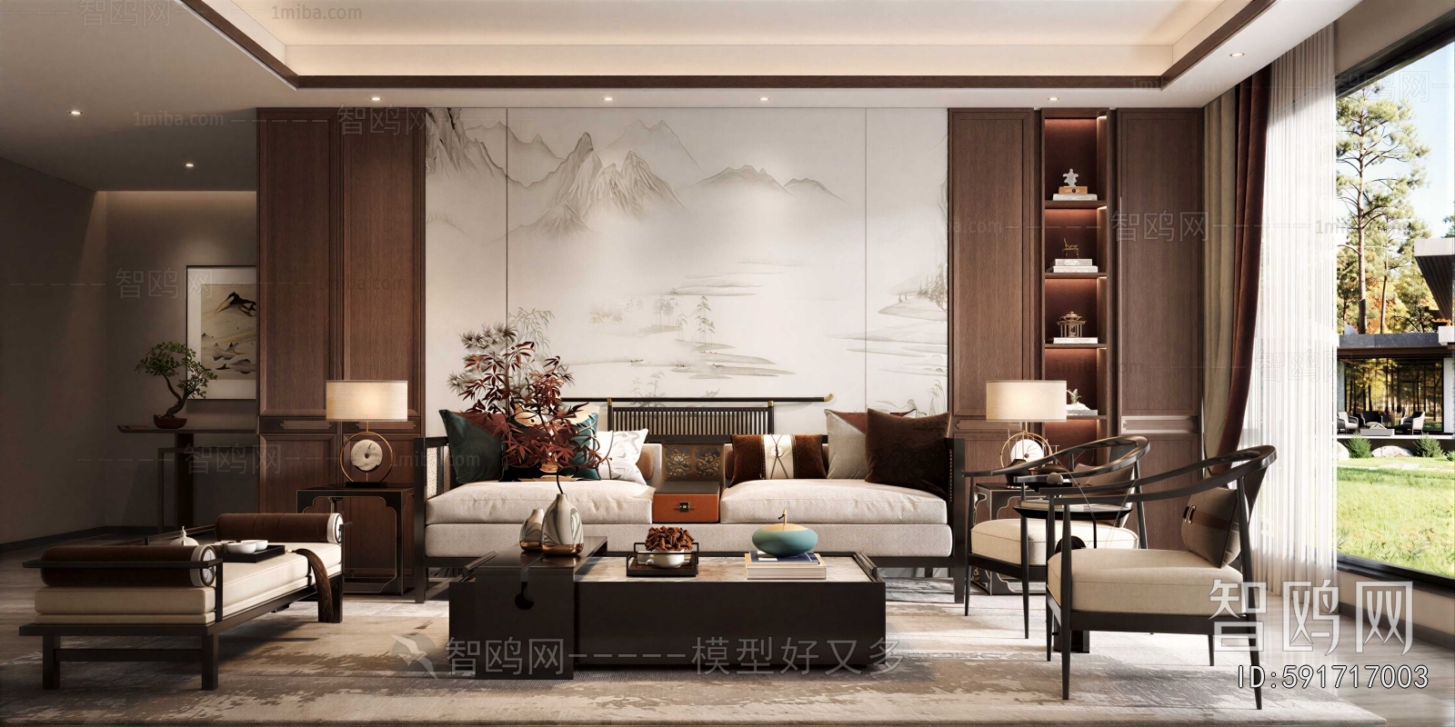 New Chinese Style A Living Room