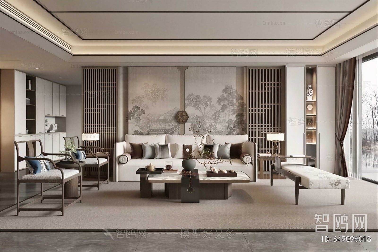 New Chinese Style A Living Room