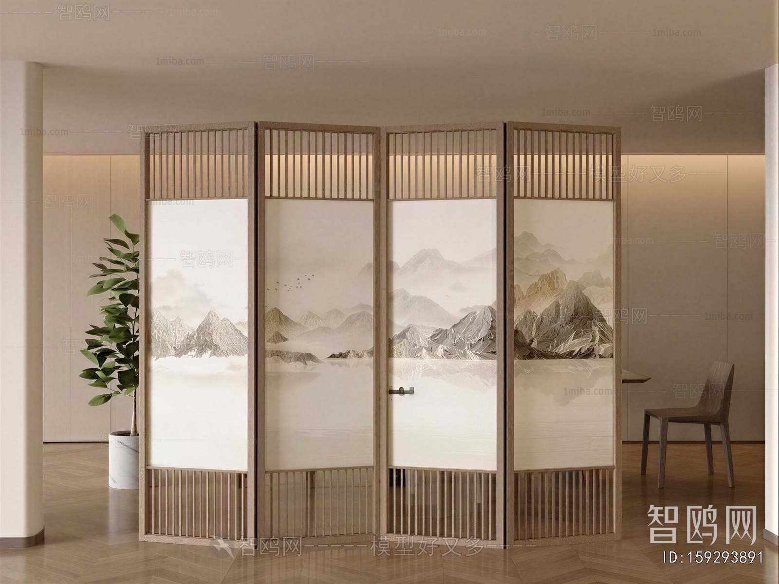 New Chinese Style Wooden Screen Partition