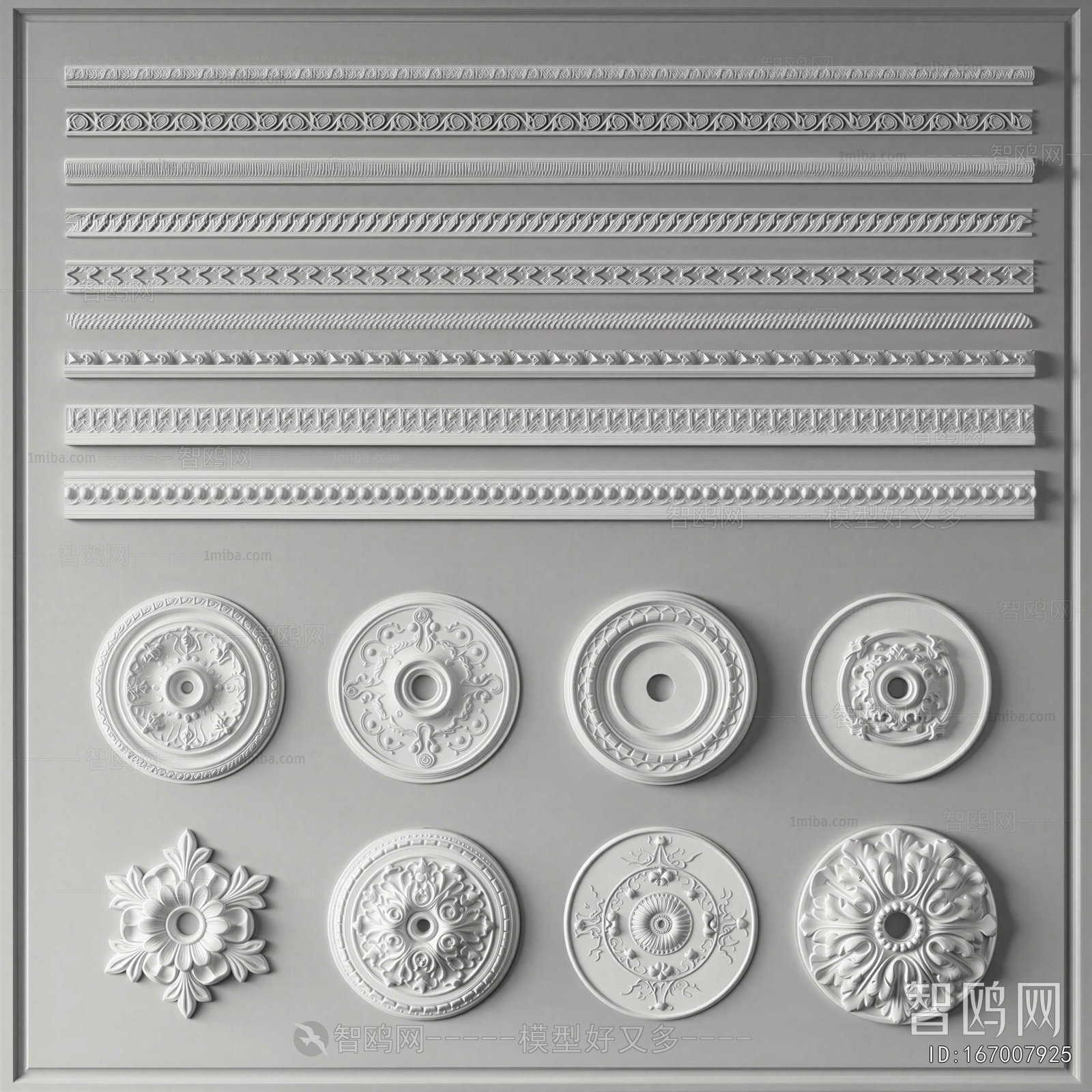 European Style Plaster Carved Top Plate