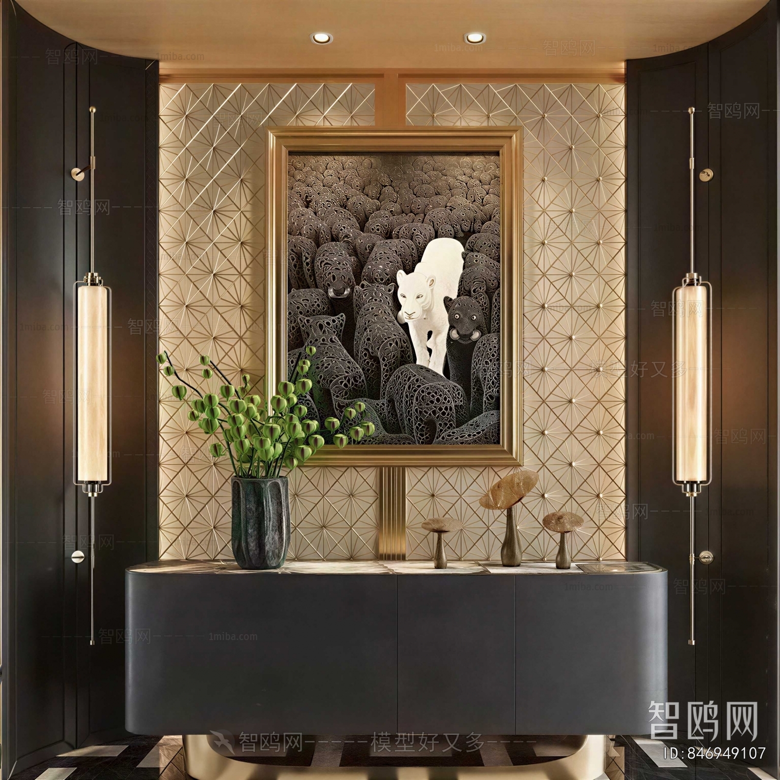 New Chinese Style Entrance Cabinet