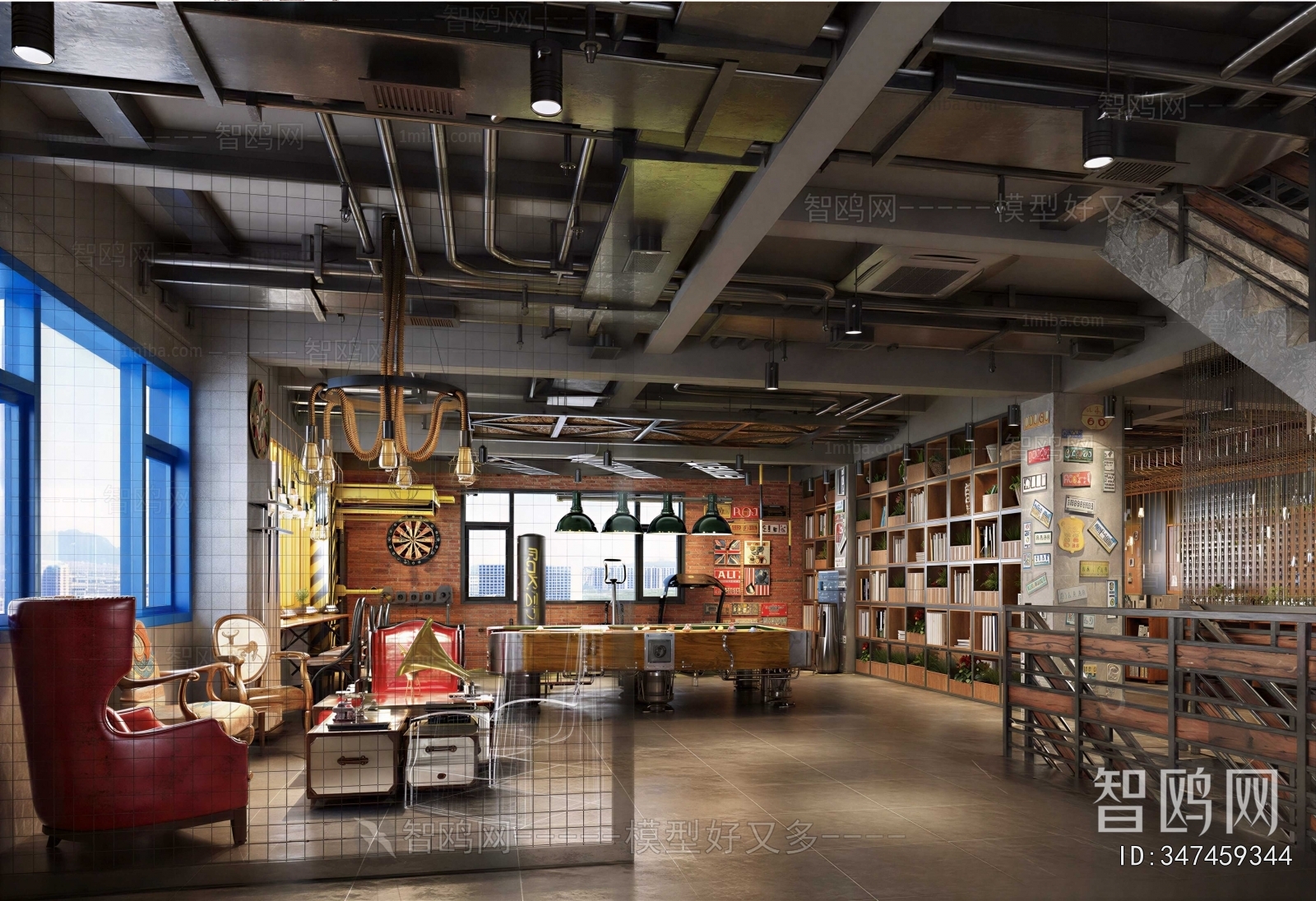 Industrial Style Bookstore Book Bar