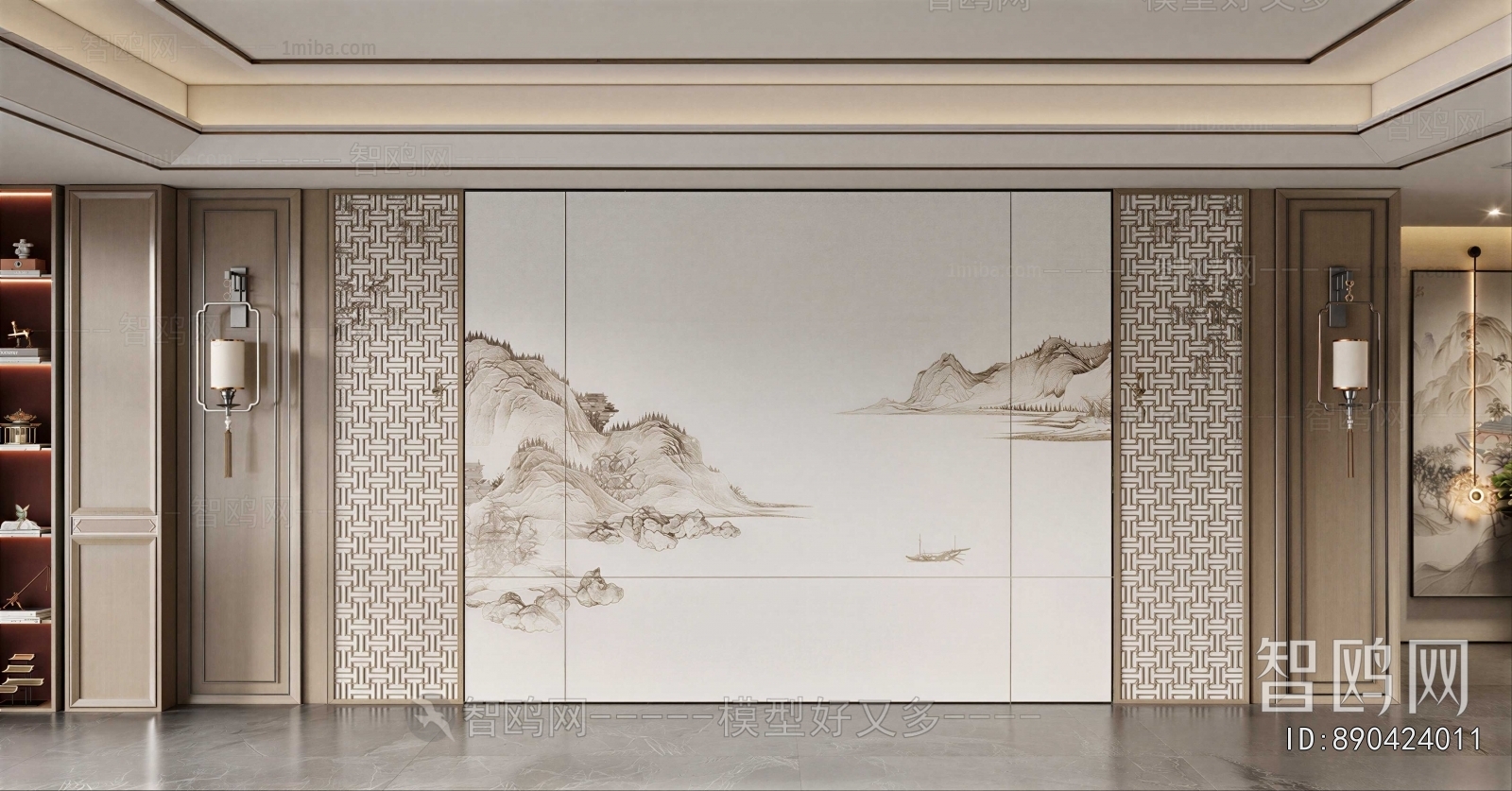 New Chinese Style TV Wall