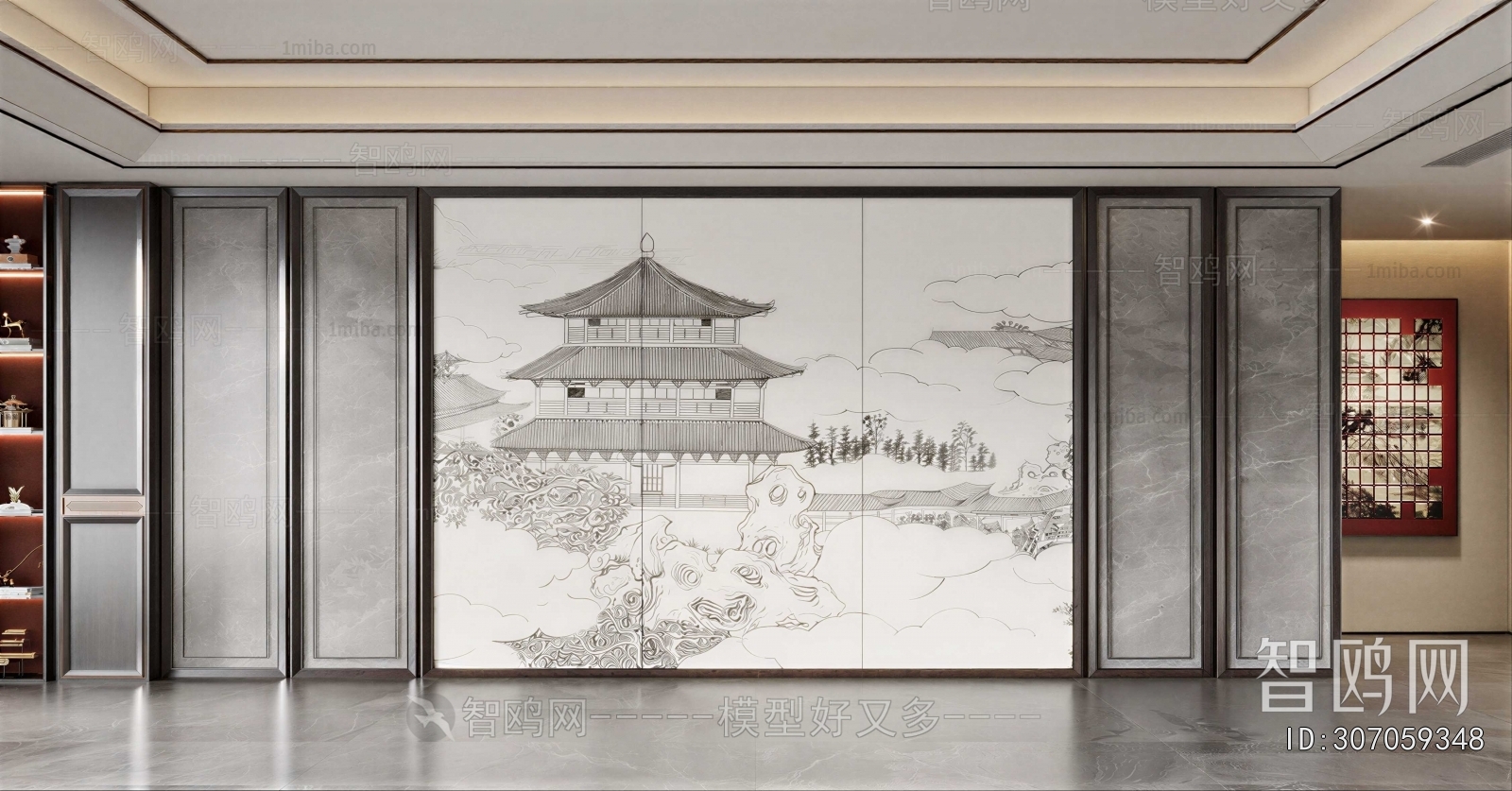 New Chinese Style TV Wall