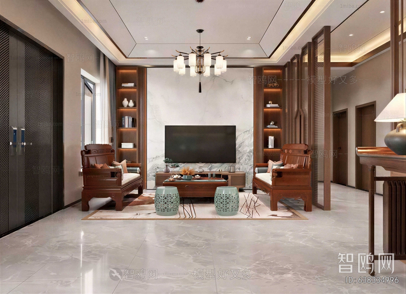 New Chinese Style A Living Room