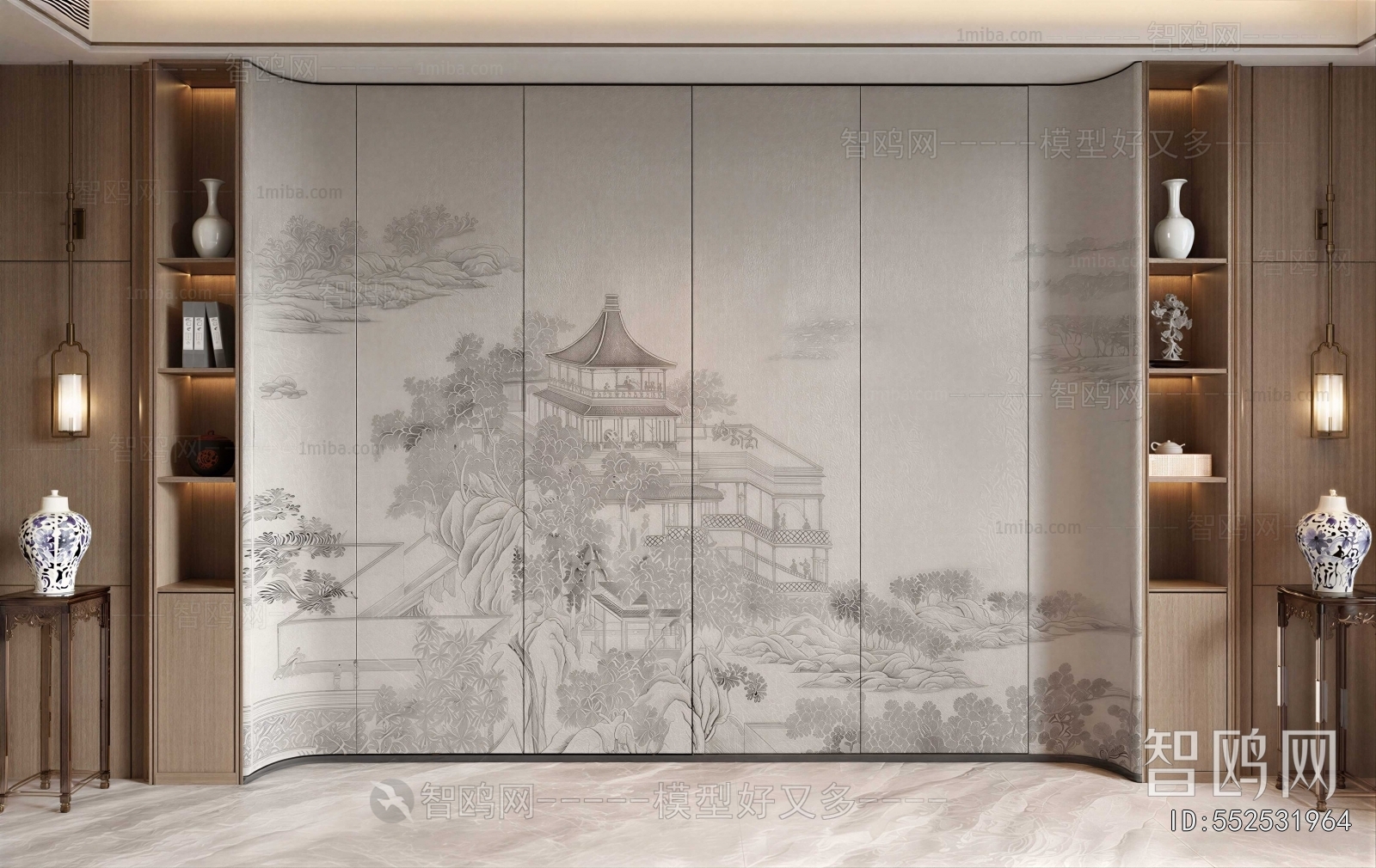 New Chinese Style TV Wall