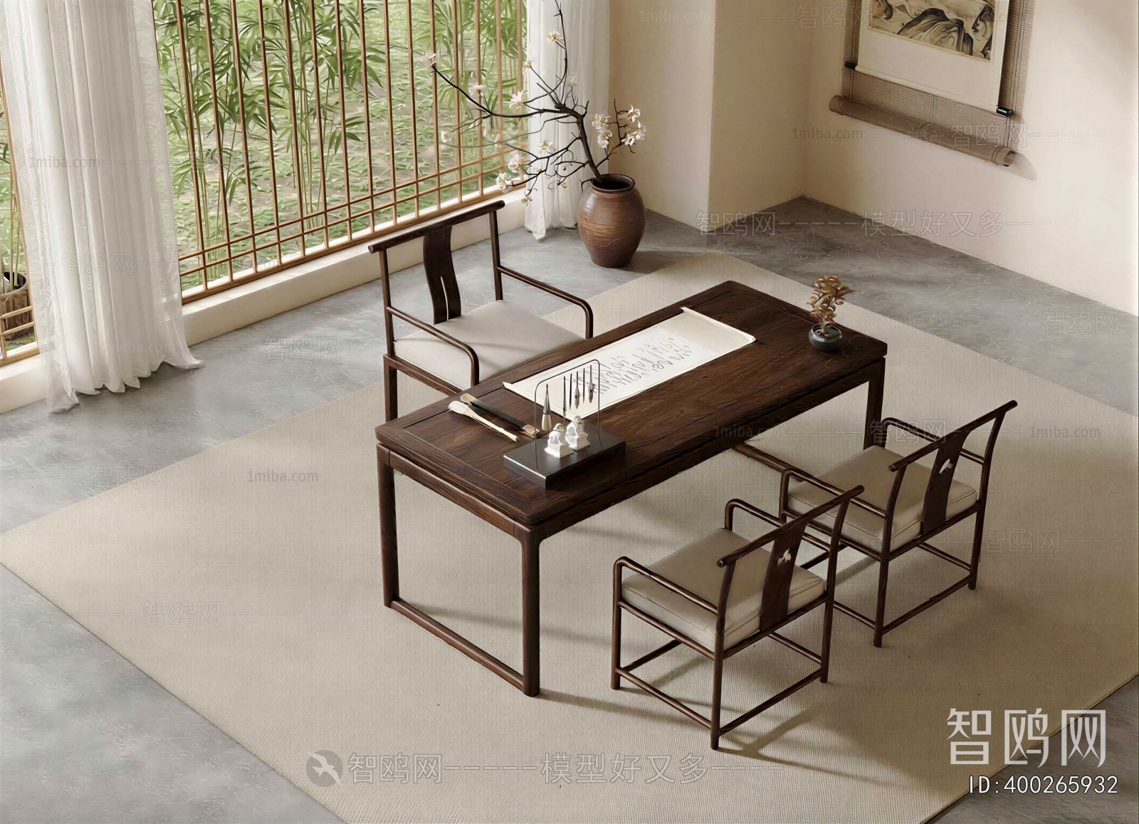 New Chinese Style Computer Desk And Chair