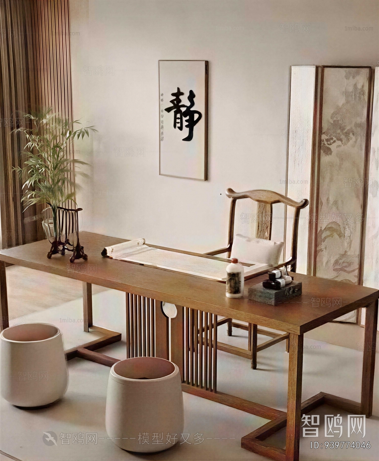 New Chinese Style Computer Desk And Chair