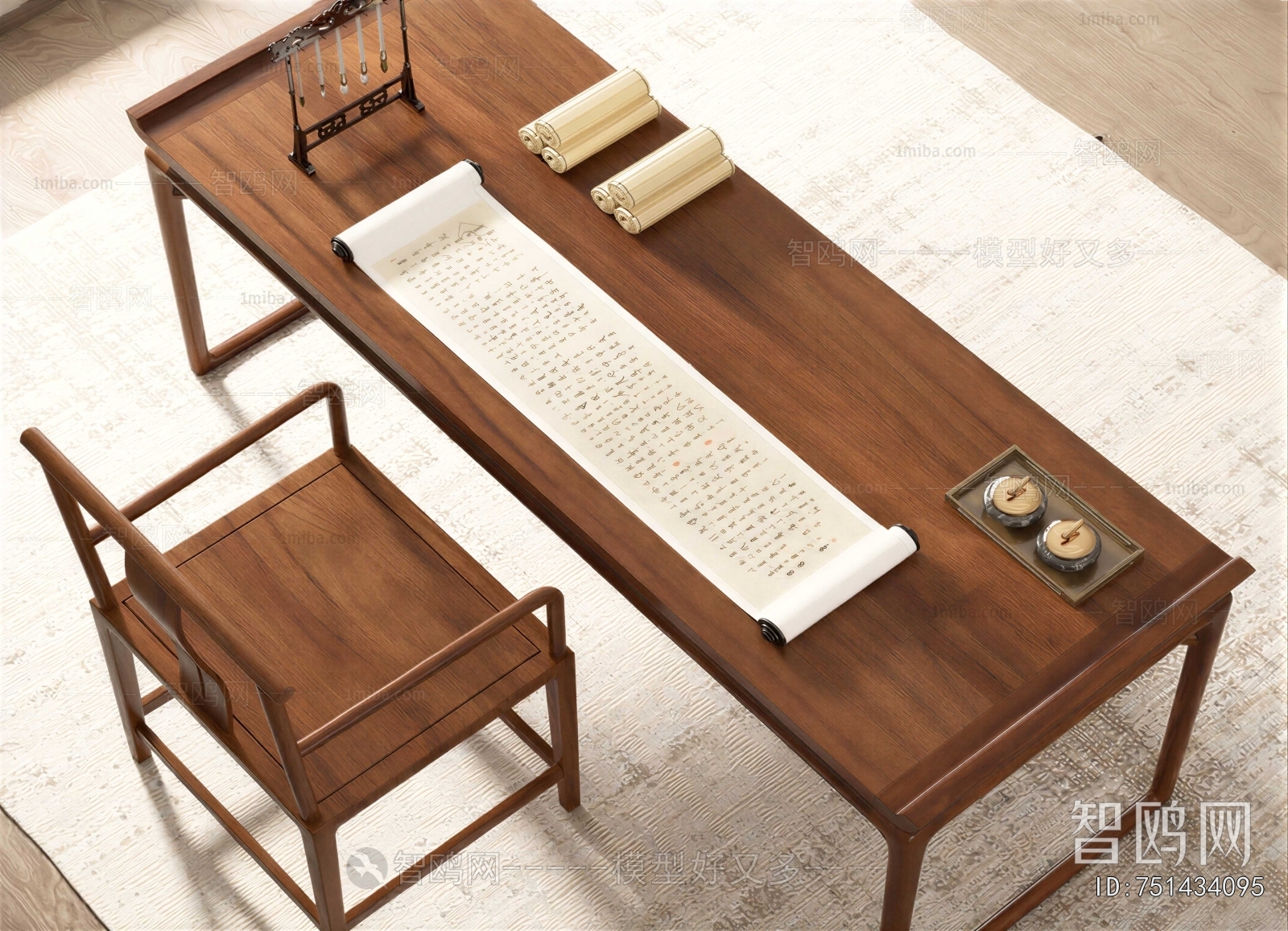 New Chinese Style Computer Desk And Chair