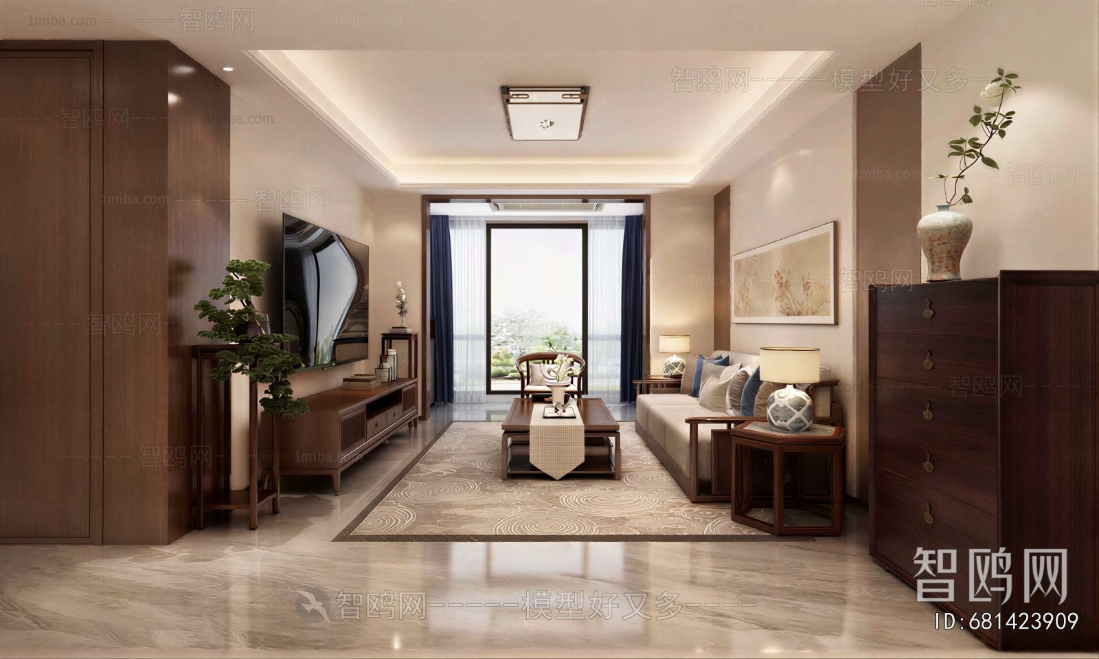 New Chinese Style A Living Room