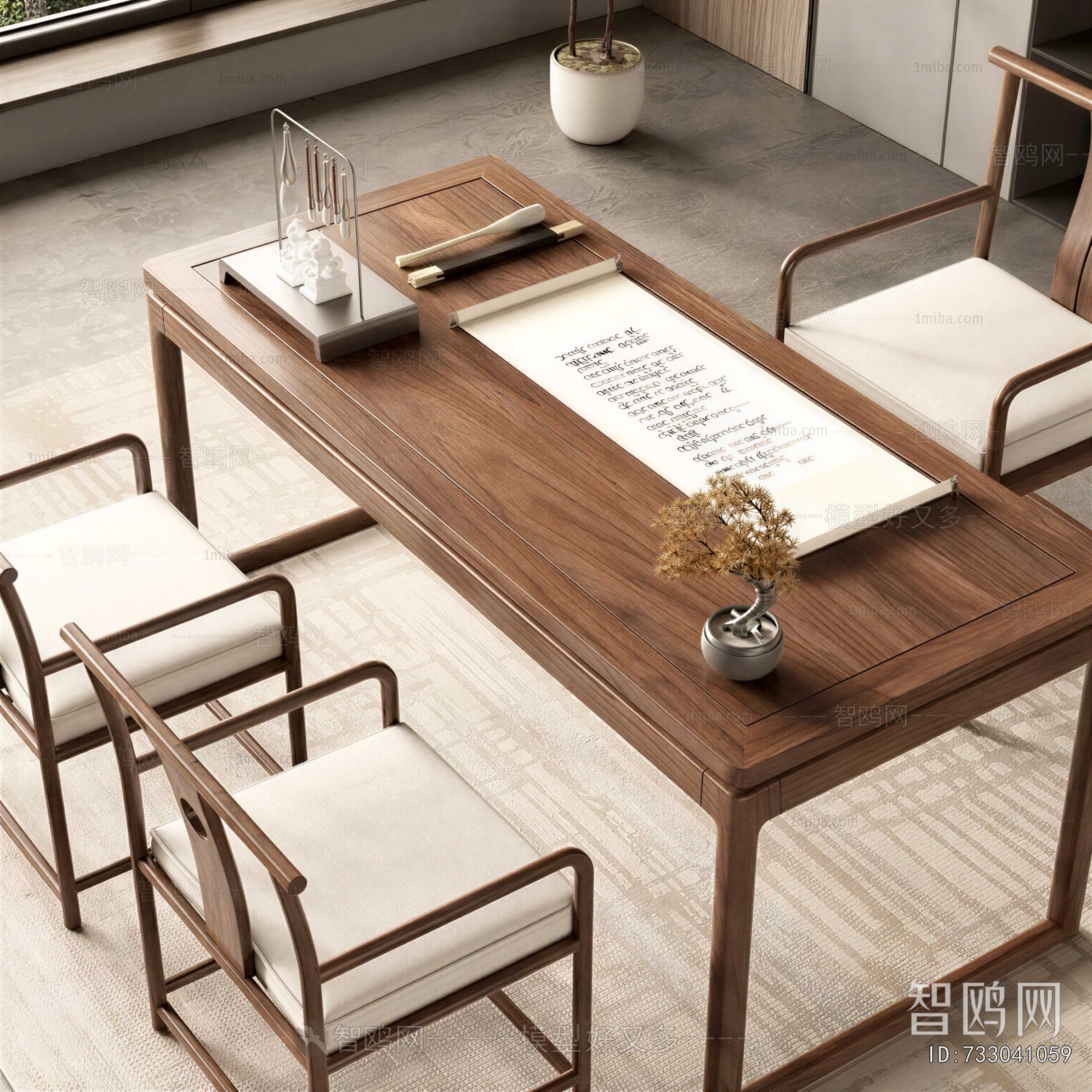 New Chinese Style Computer Desk And Chair