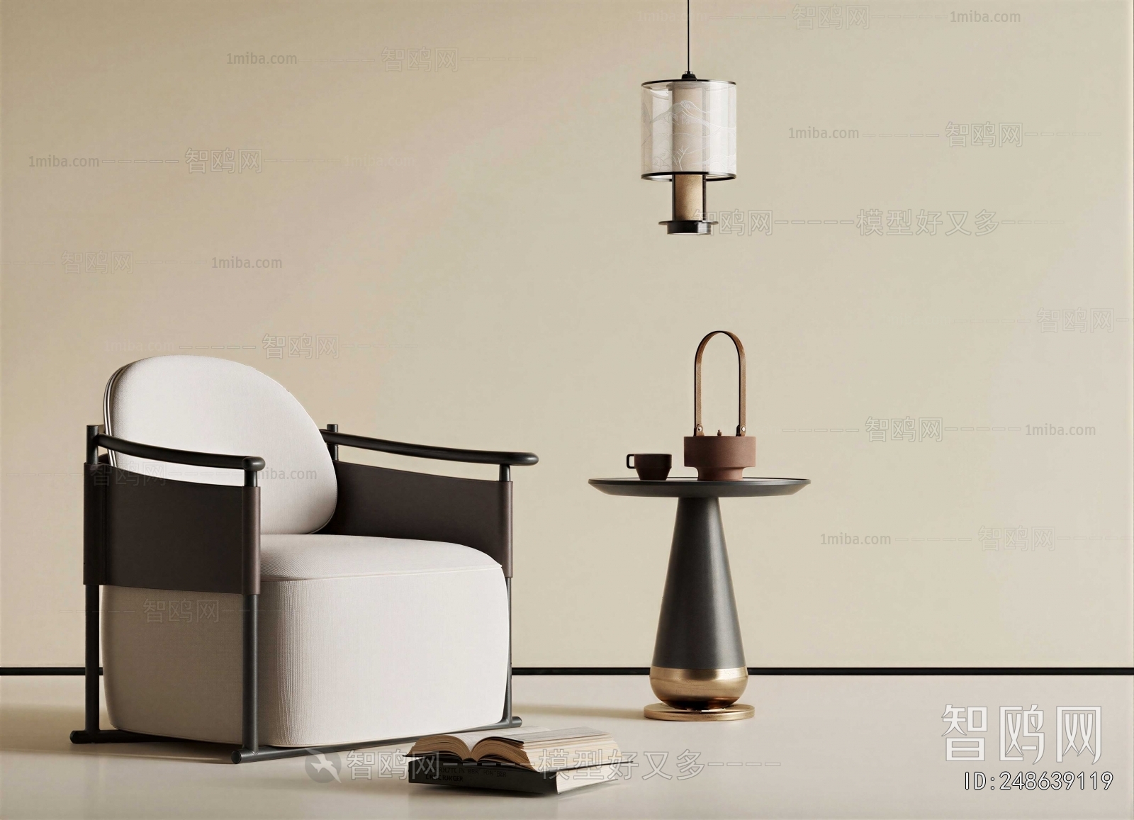 New Chinese Style Single Sofa