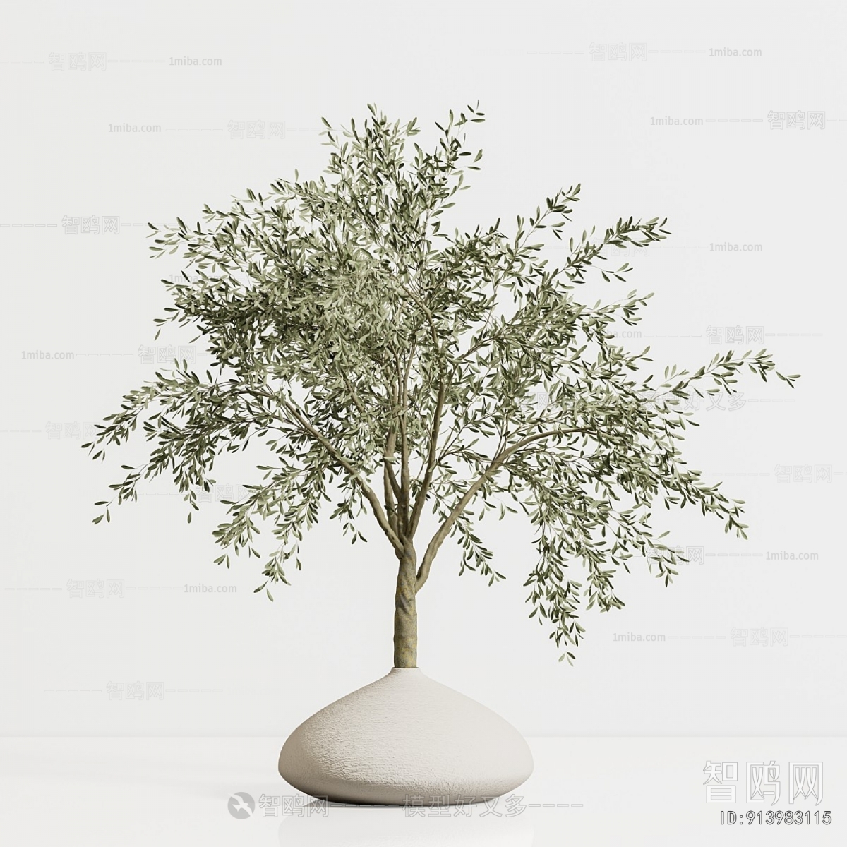 Modern Potted Green Plant