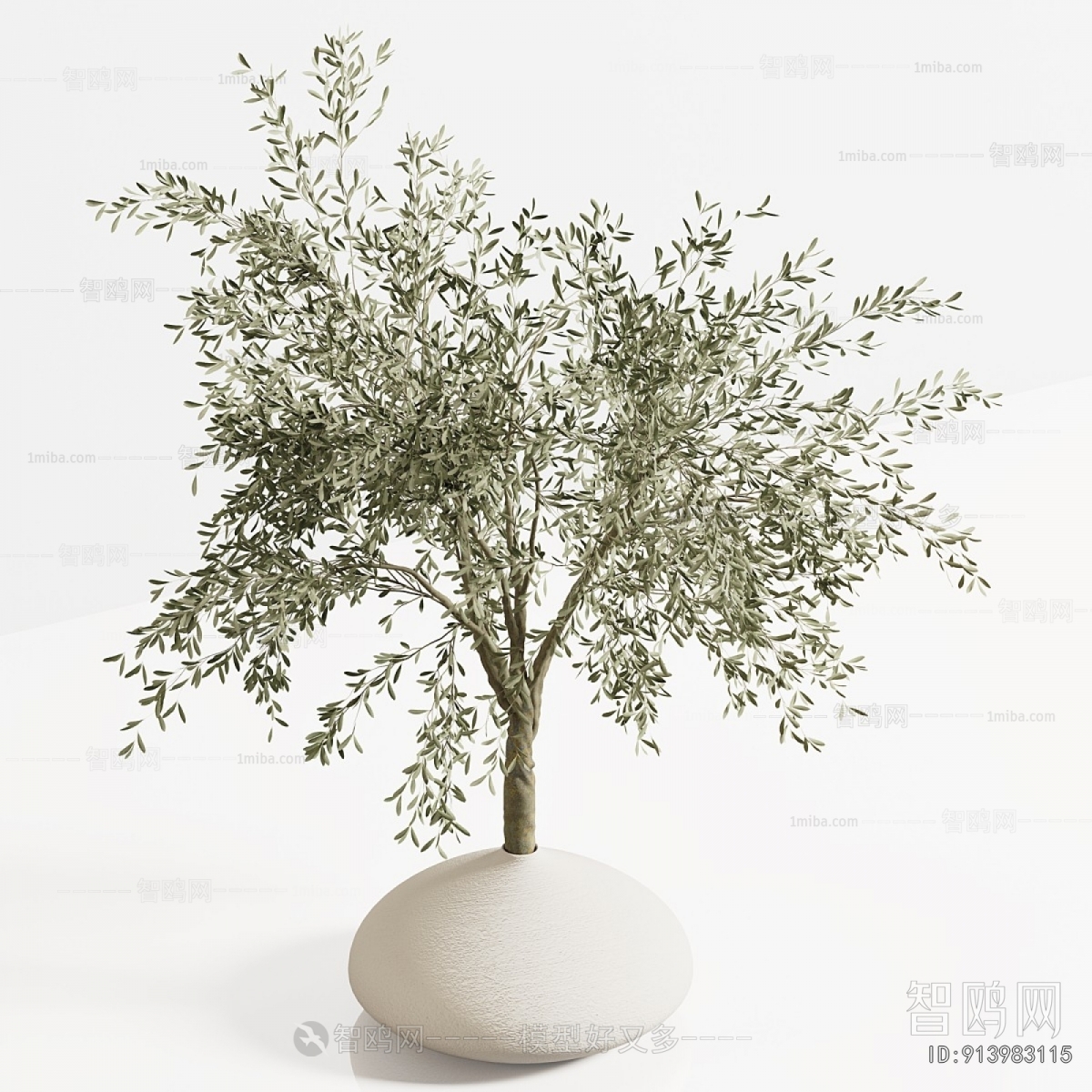 Modern Potted Green Plant