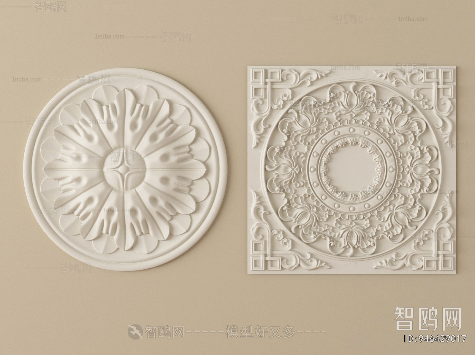 European Style Plaster Carved Top Plate