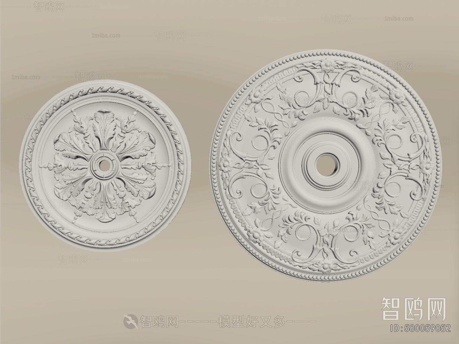 French Style Plaster Carved Top Plate