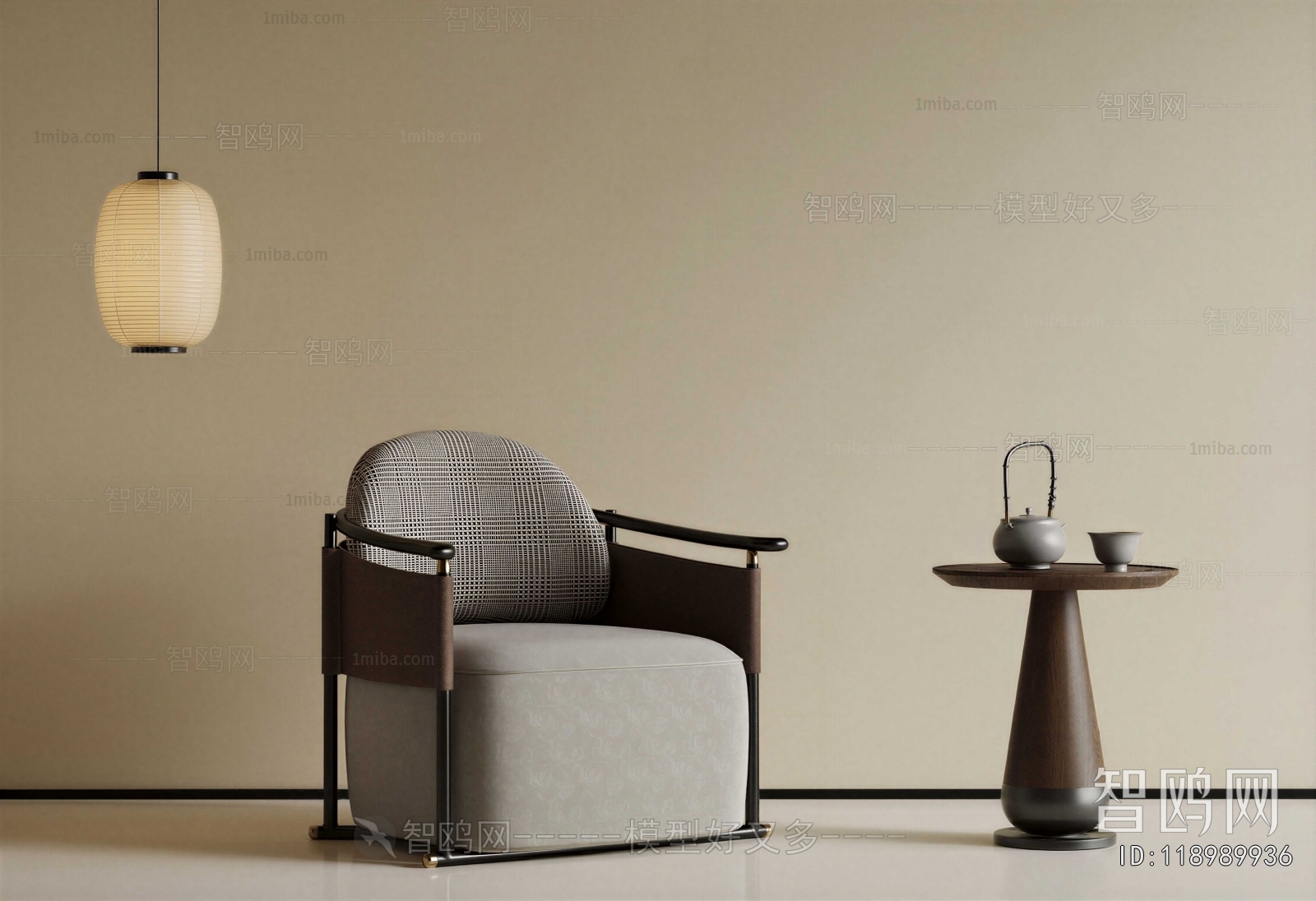 New Chinese Style Single Sofa