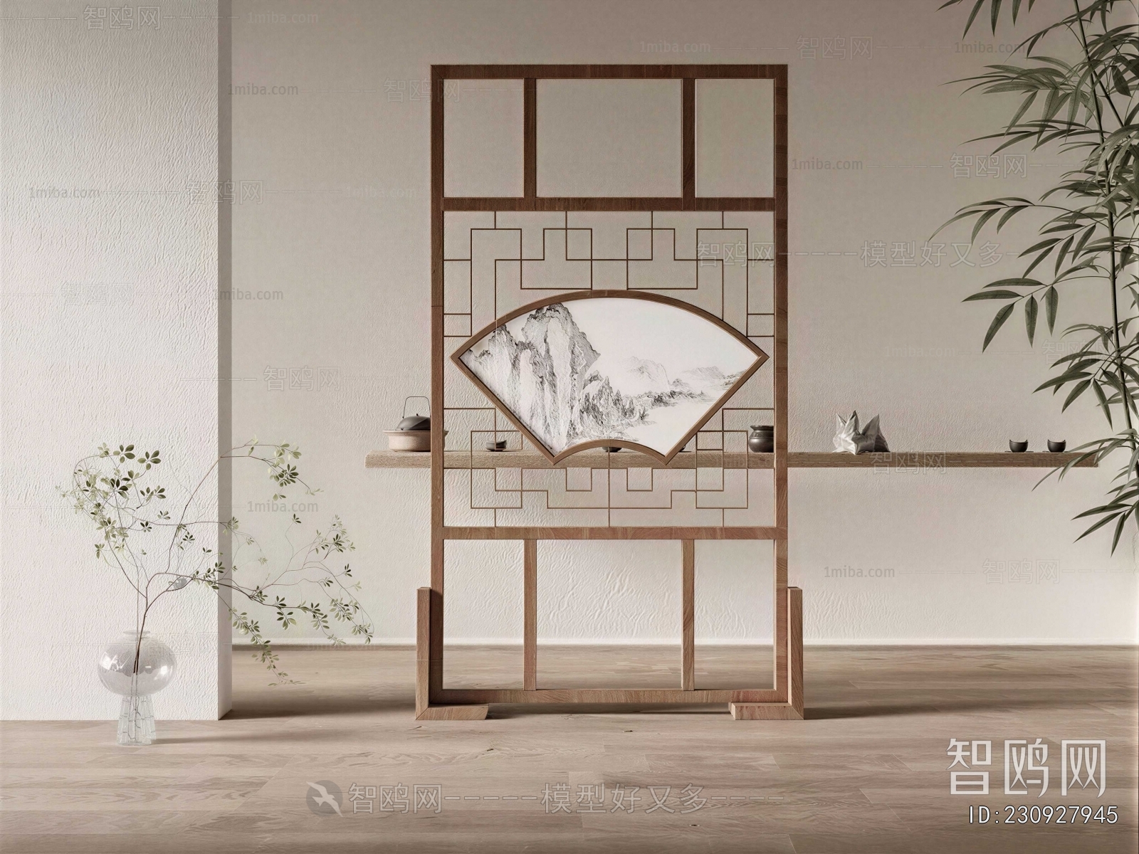 New Chinese Style Wooden Screen Partition