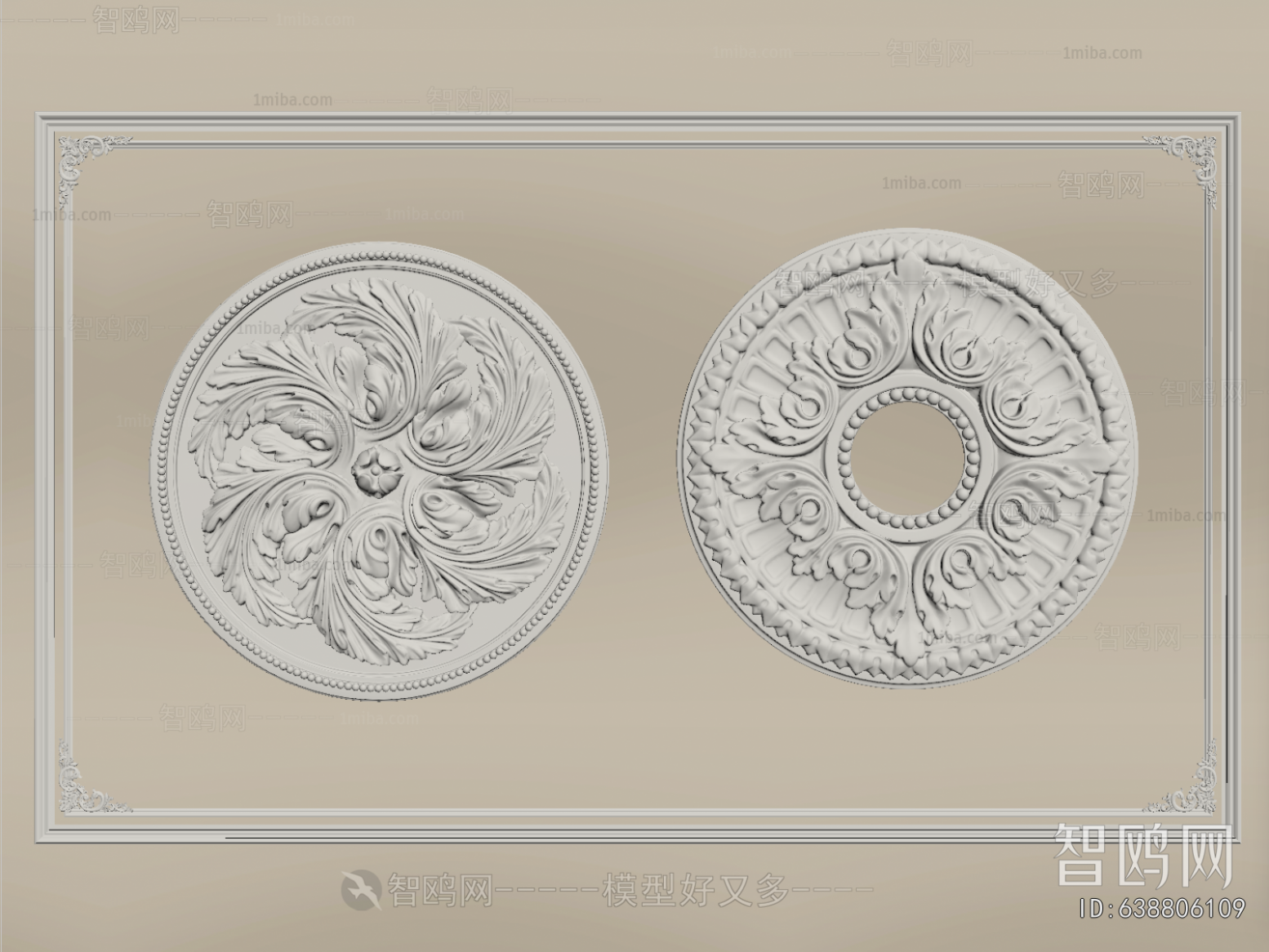 French Style Plaster Carved Top Plate