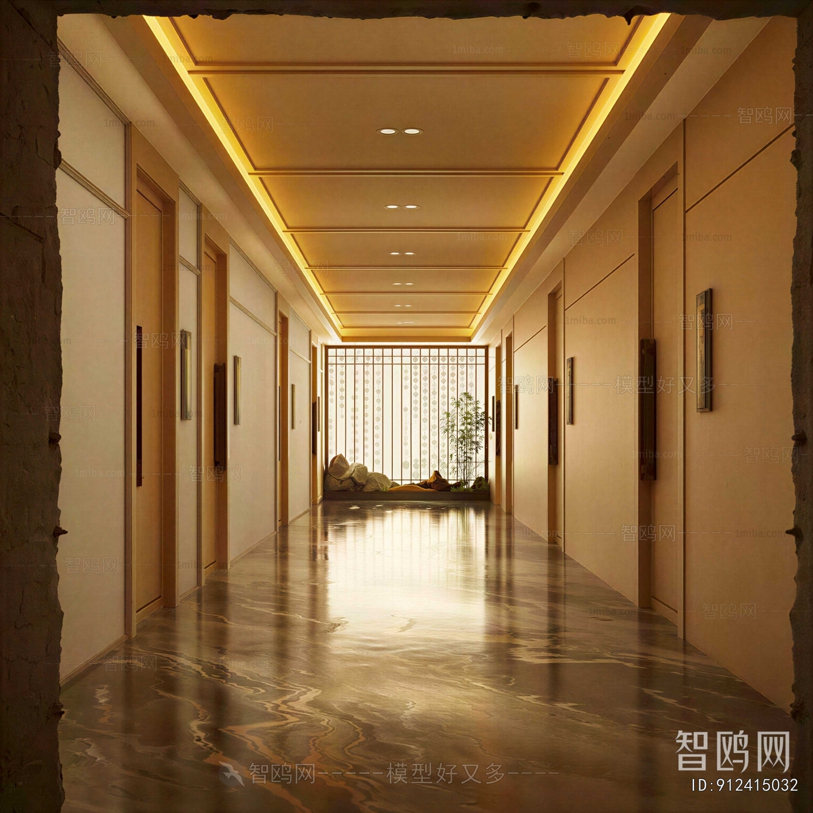 New Chinese Style Office Elevator Hall