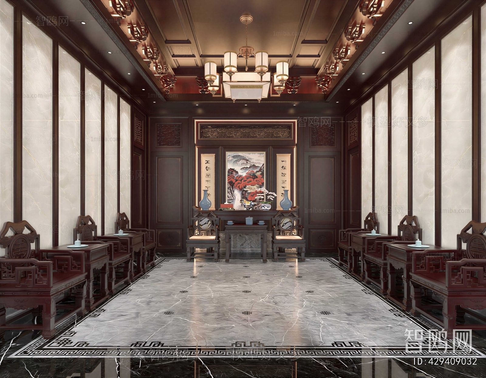 New Chinese Style Office Living Room