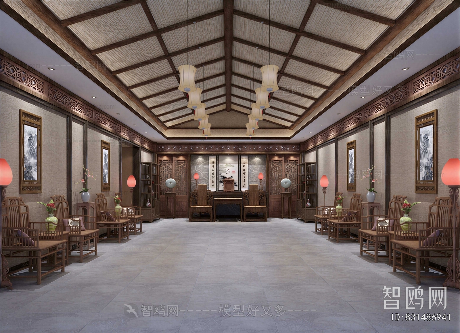 New Chinese Style Office Living Room