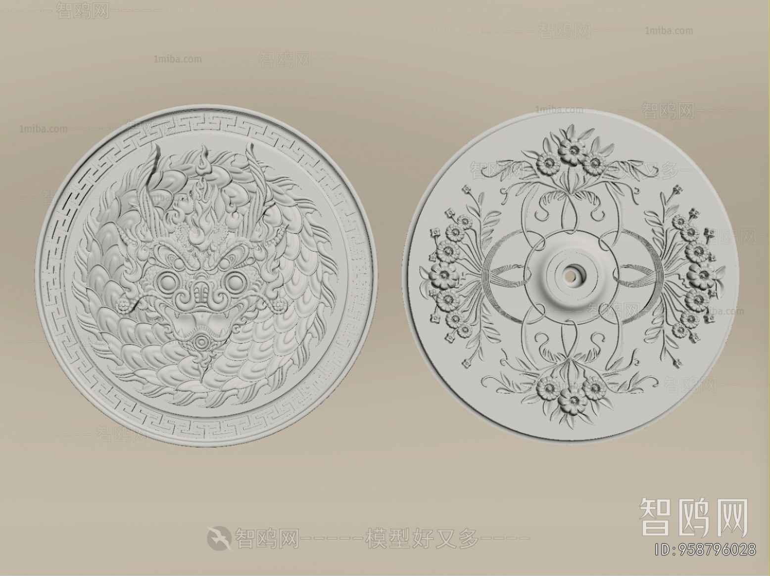 French Style Plaster Carved Top Plate