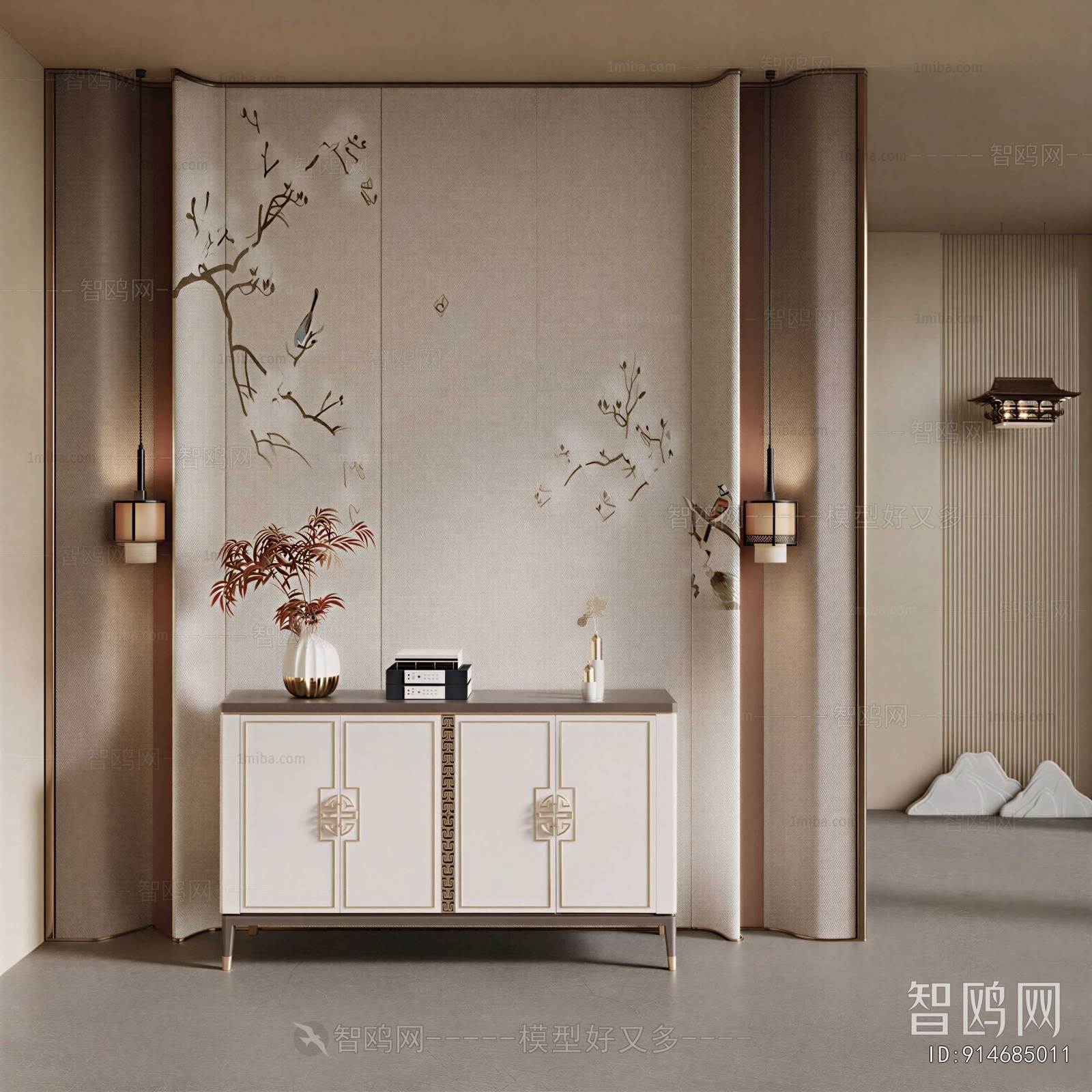 New Chinese Style Entrance Cabinet