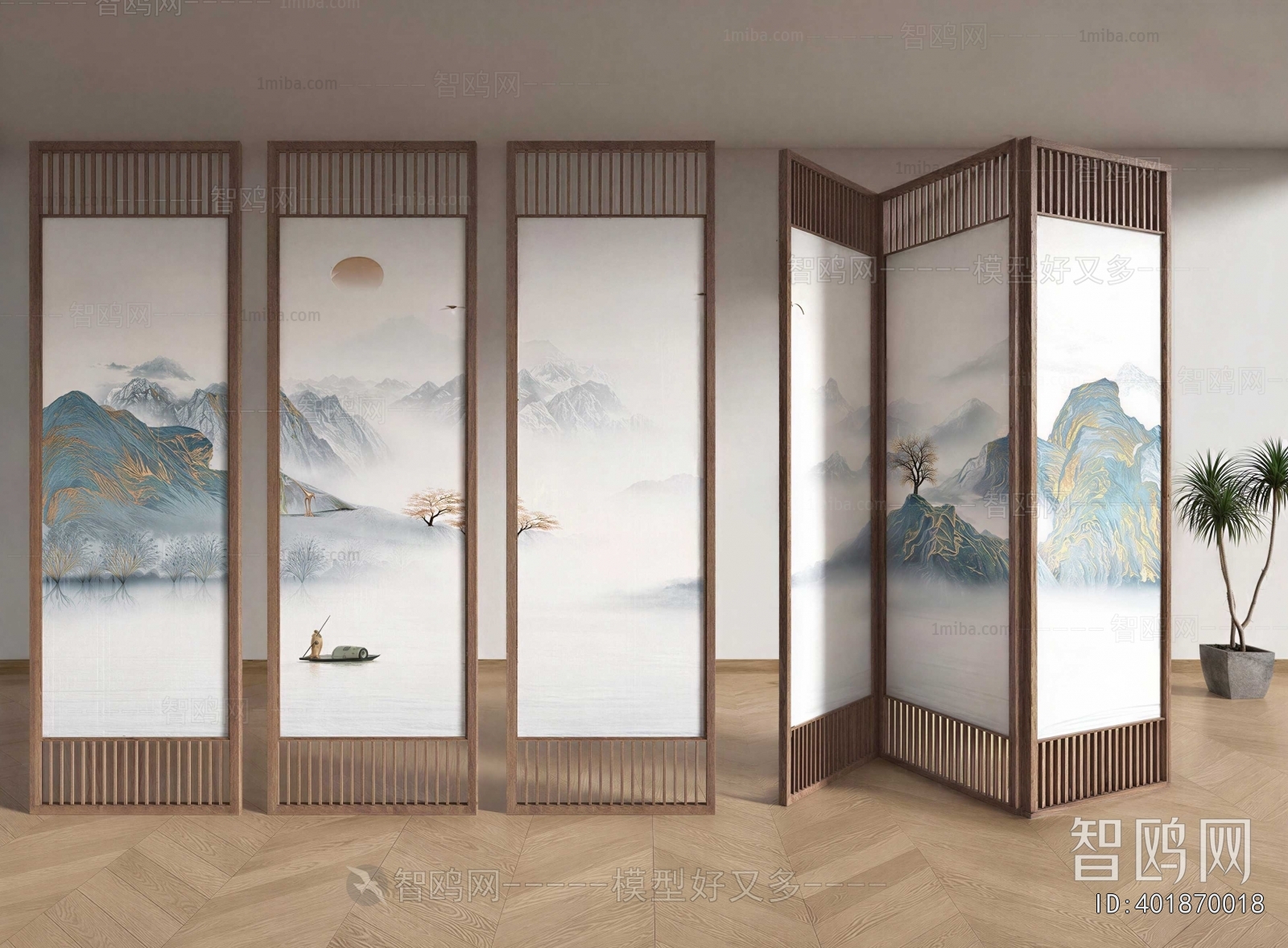 New Chinese Style Wooden Screen Partition
