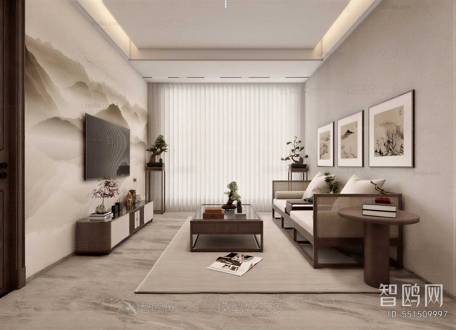 New Chinese Style A Living Room